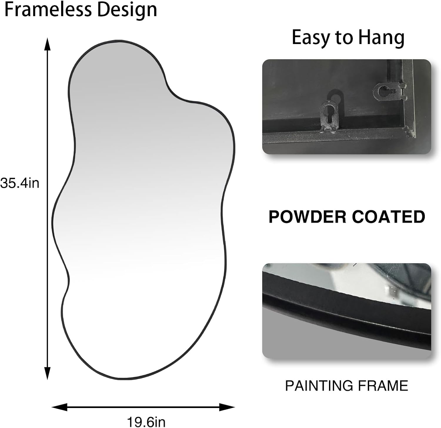35.4"x18.8" Asymmetrical Frameless Mirrors