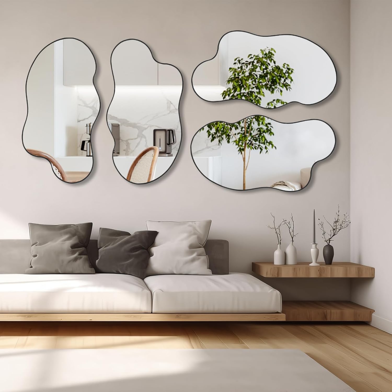 35.4"x18.8" Asymmetrical Frameless Mirrors
