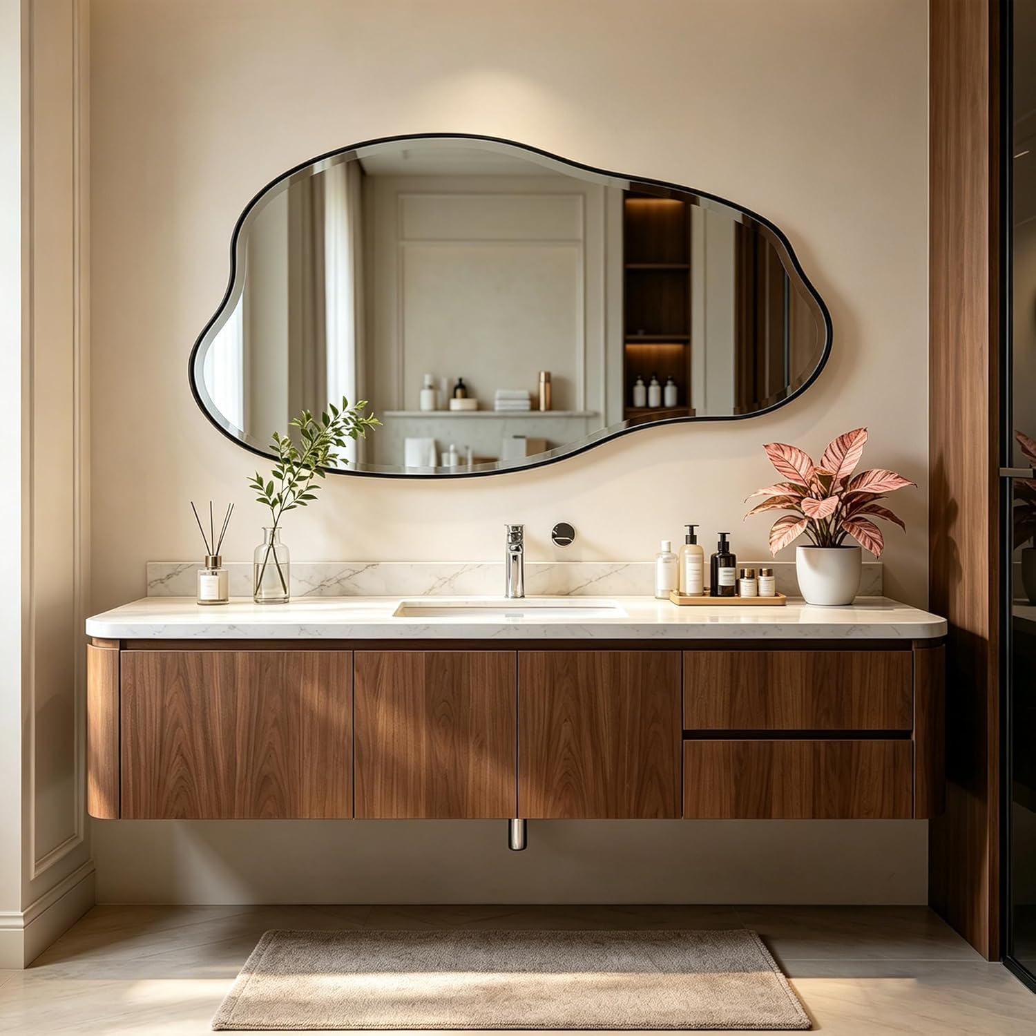  53.5"x27" Irregular Beveled Mirror
