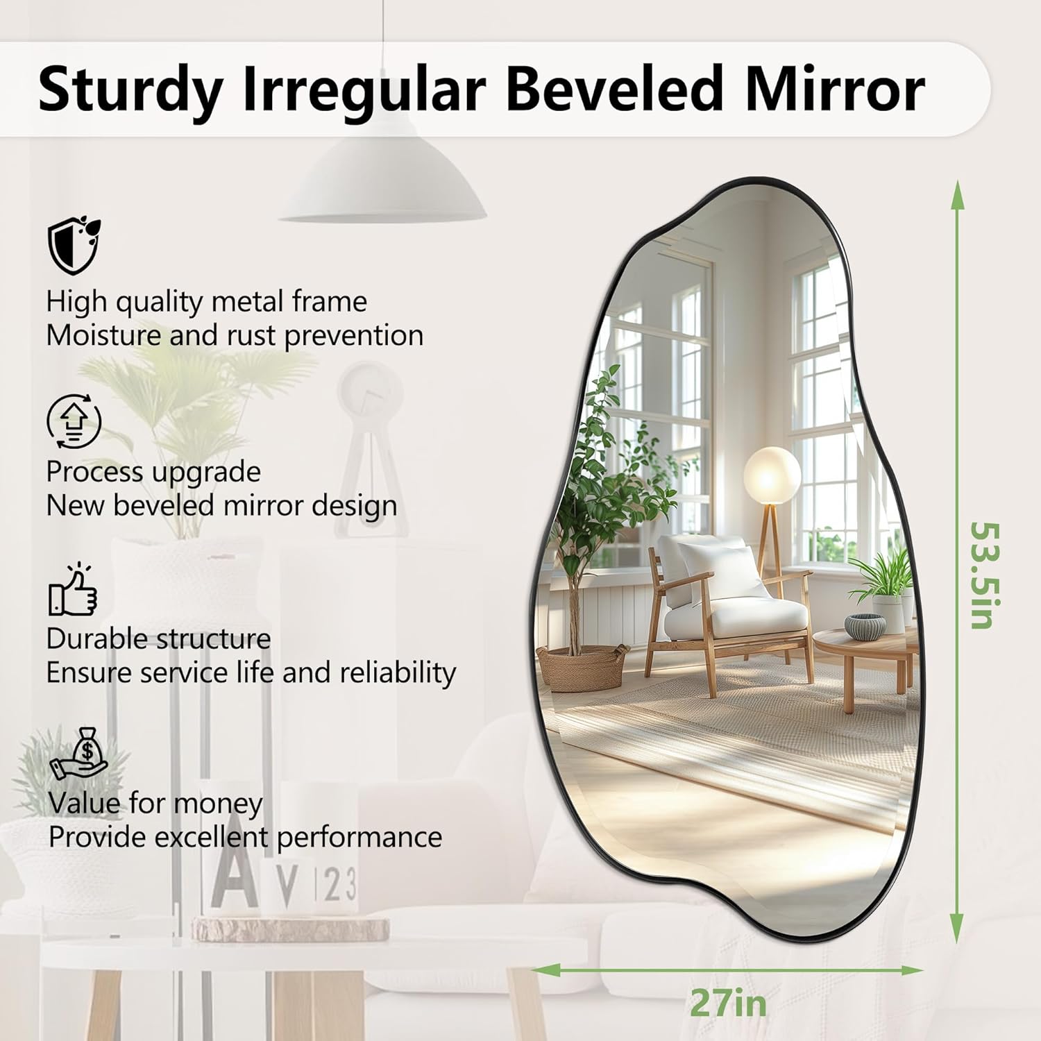  53.5"x27" Irregular Beveled Mirror
