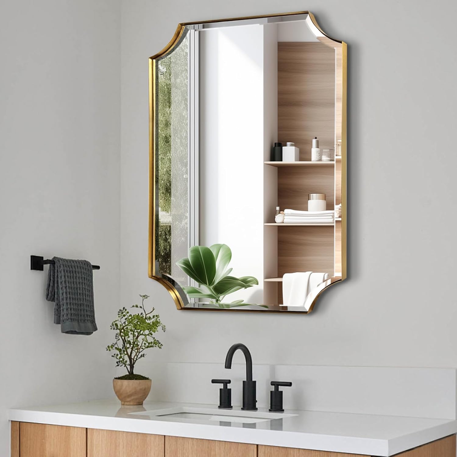 24"x36" Brushed Gold Bathroom Vanity Mirror with Stainless Steel Frame