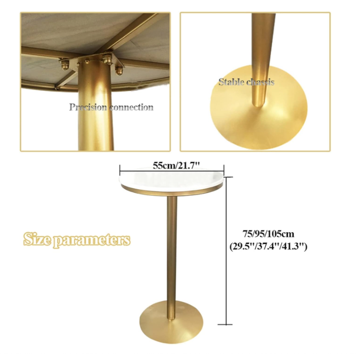 Round Marble Bar Table, Counter Height Pub Table with Gold Leg and Base, Coffee Table for Dining Room Entryway Patio Kitchen Restaurant 