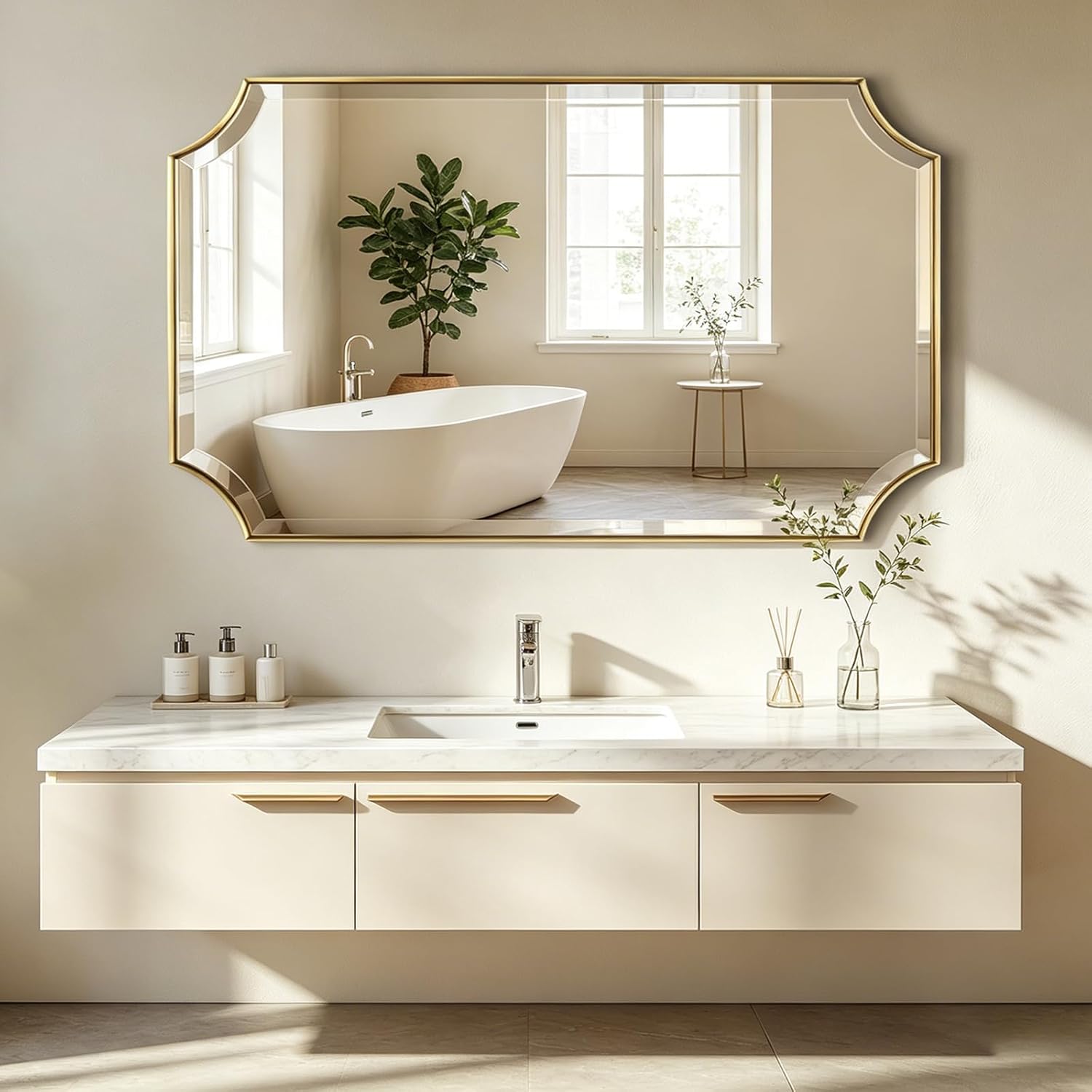 24"x36" Brushed Gold Bathroom Vanity Mirror with Stainless Steel Frame