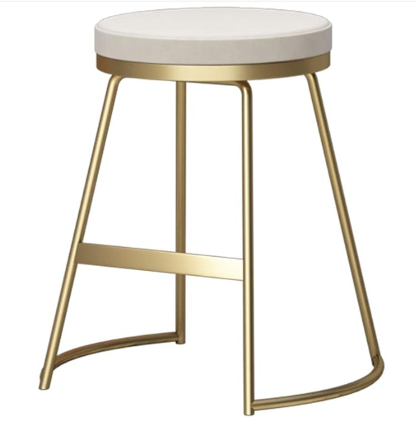 Bar Stools Round Fabric Velvet Metal Legs Upholstery Seat Kitchen Counter Bar Chairs for Bistro Pub Dining Room Kitchen Furniture 