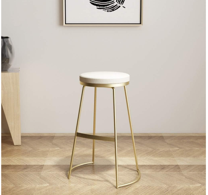 Bar Stools Round Fabric Velvet Metal Legs Upholstery Seat Kitchen Counter Bar Chairs for Bistro Pub Dining Room Kitchen Furniture 