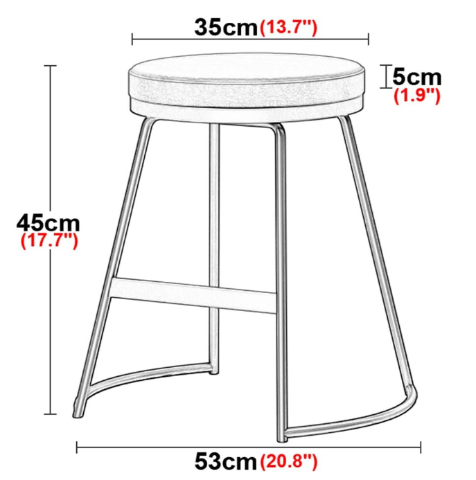 Bar Stools Round Fabric Velvet Metal Legs Upholstery Seat Kitchen Counter Bar Chairs for Bistro Pub Dining Room Kitchen Furniture 