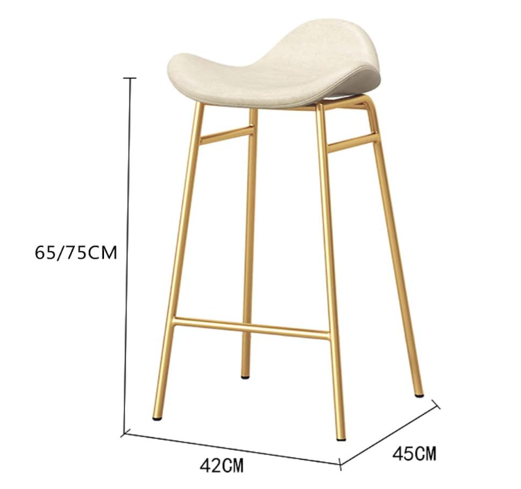 Breakfast Kitchen Counter Bar Chair Synthetic Leather Bar Stool with Footrest Gold Metal Legs Barstools Modern Casual Chairs,Easy Assembly