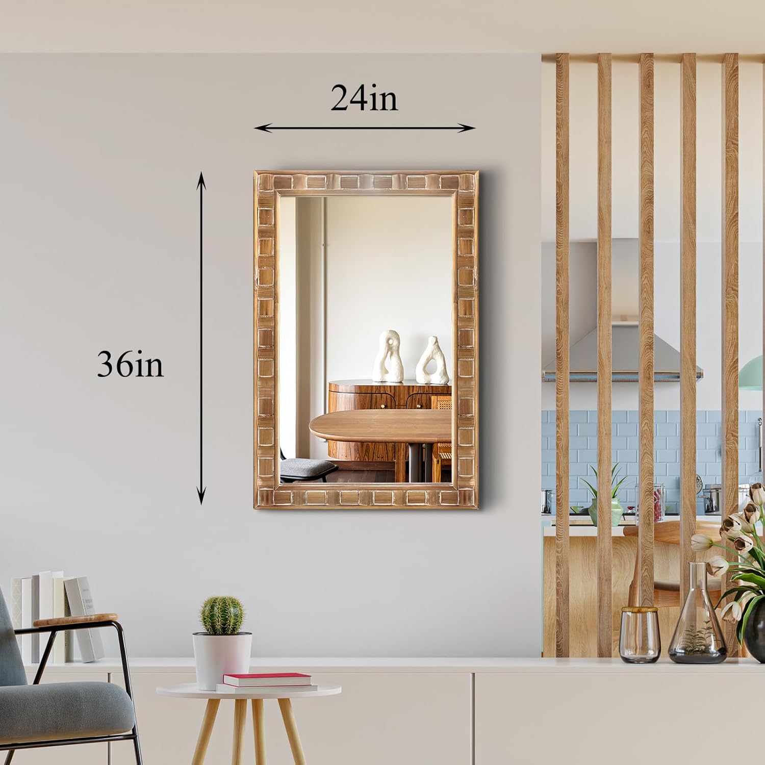  24"X36" Rustic Wood Mirror