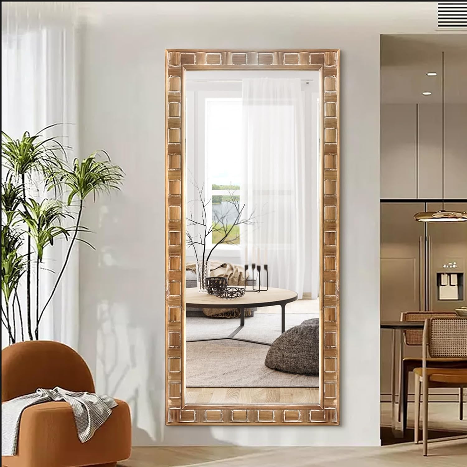 Full Length Mirror with Solid Wood Frame