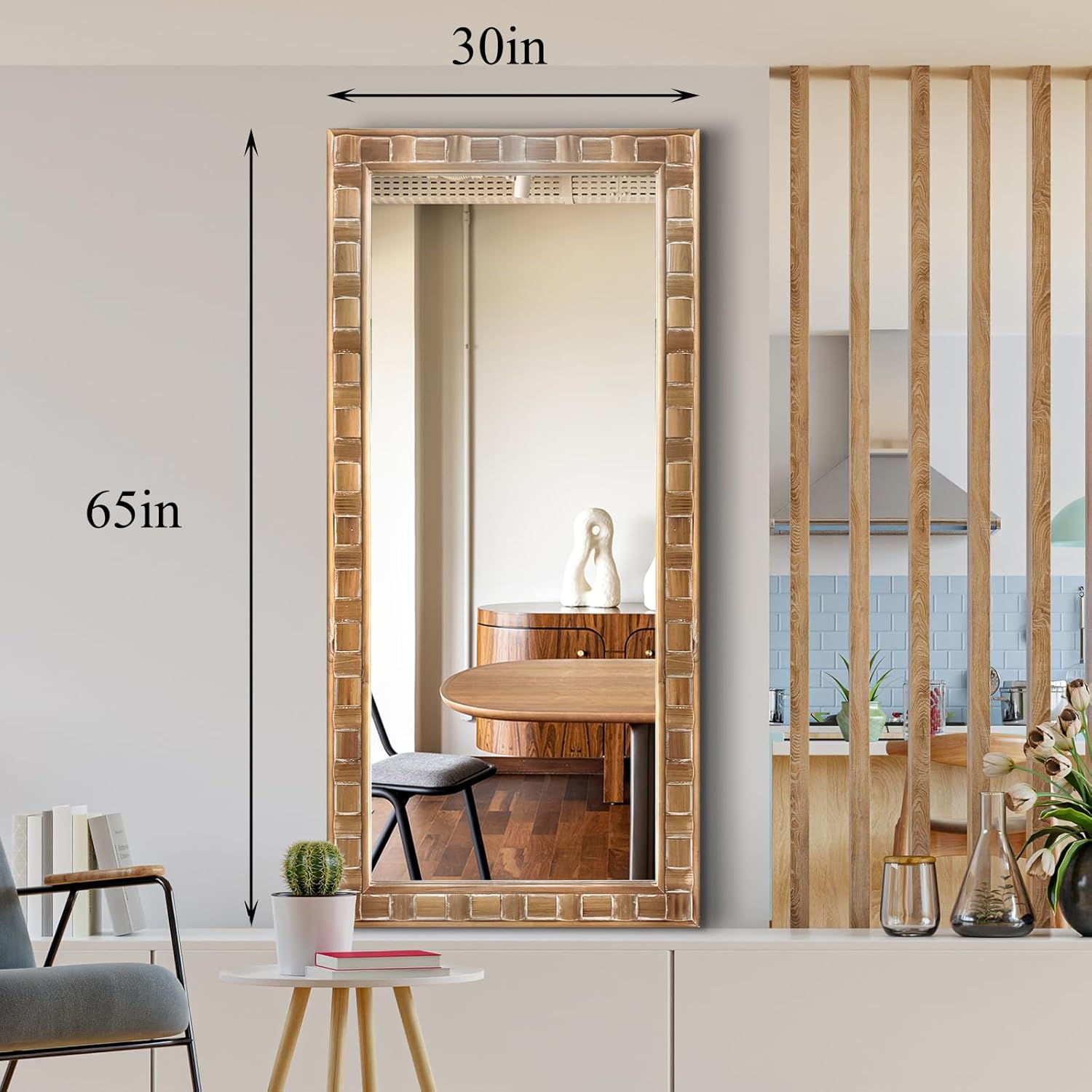 Full Length Mirror with Solid Wood Frame