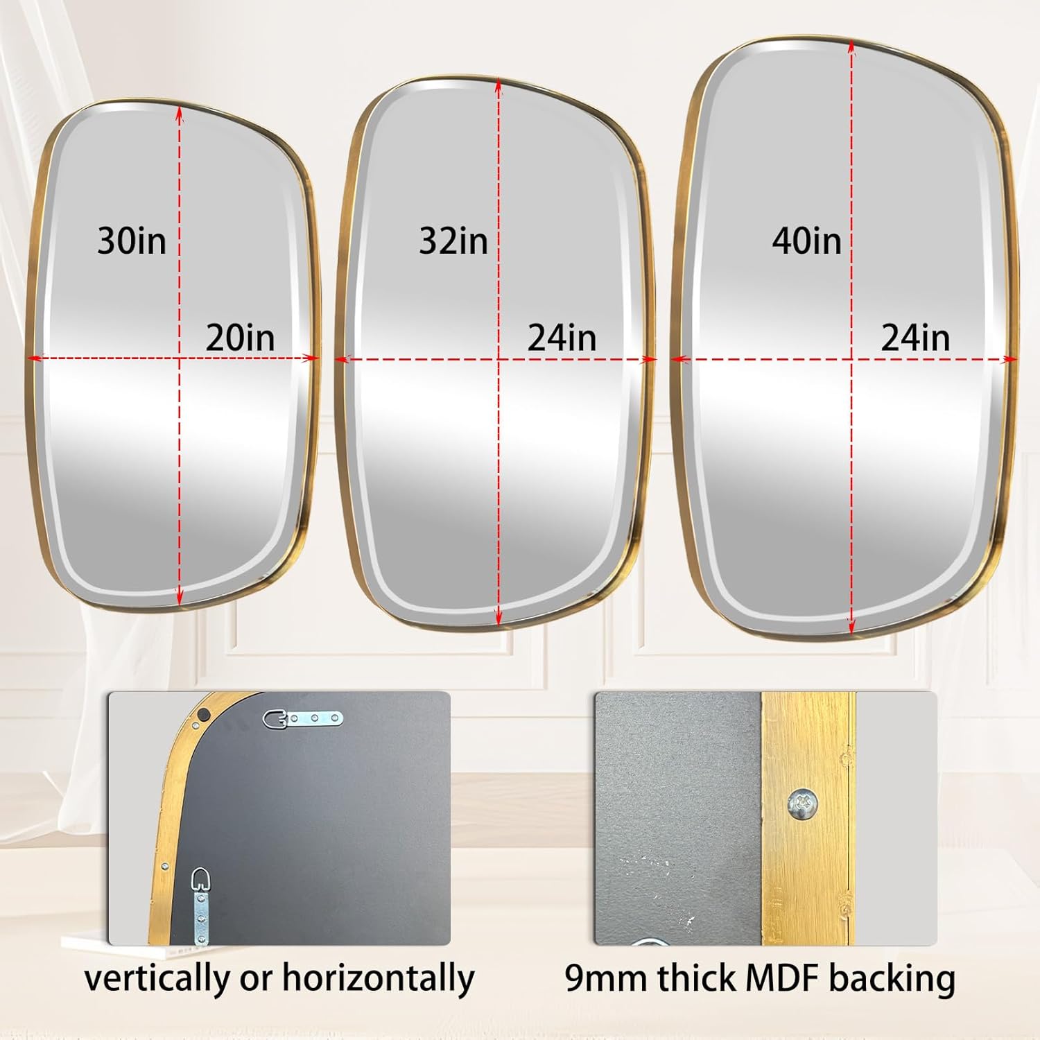 24"x40" Modern Rectangle Mirrors
