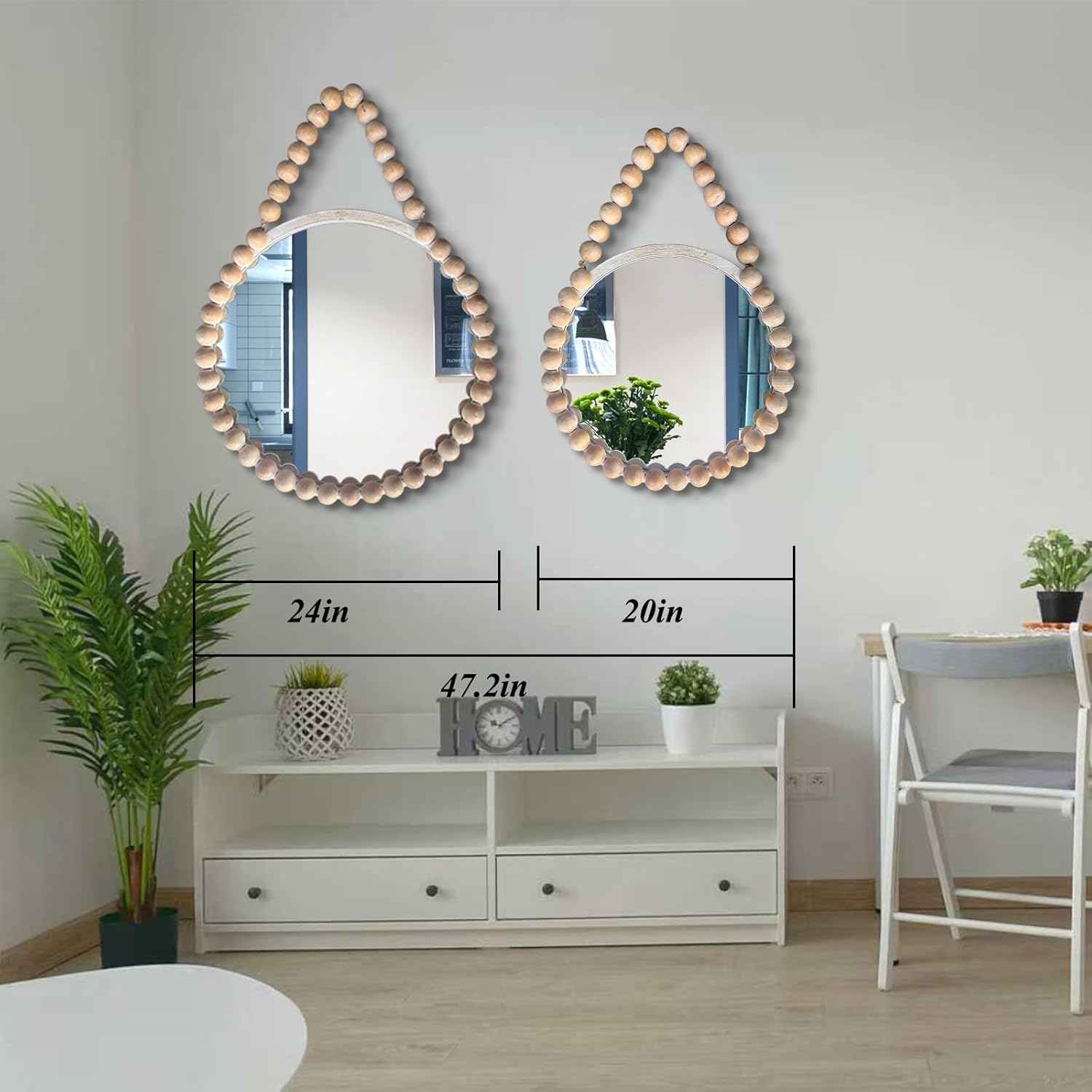 20" Boho Round Mirror for Wall