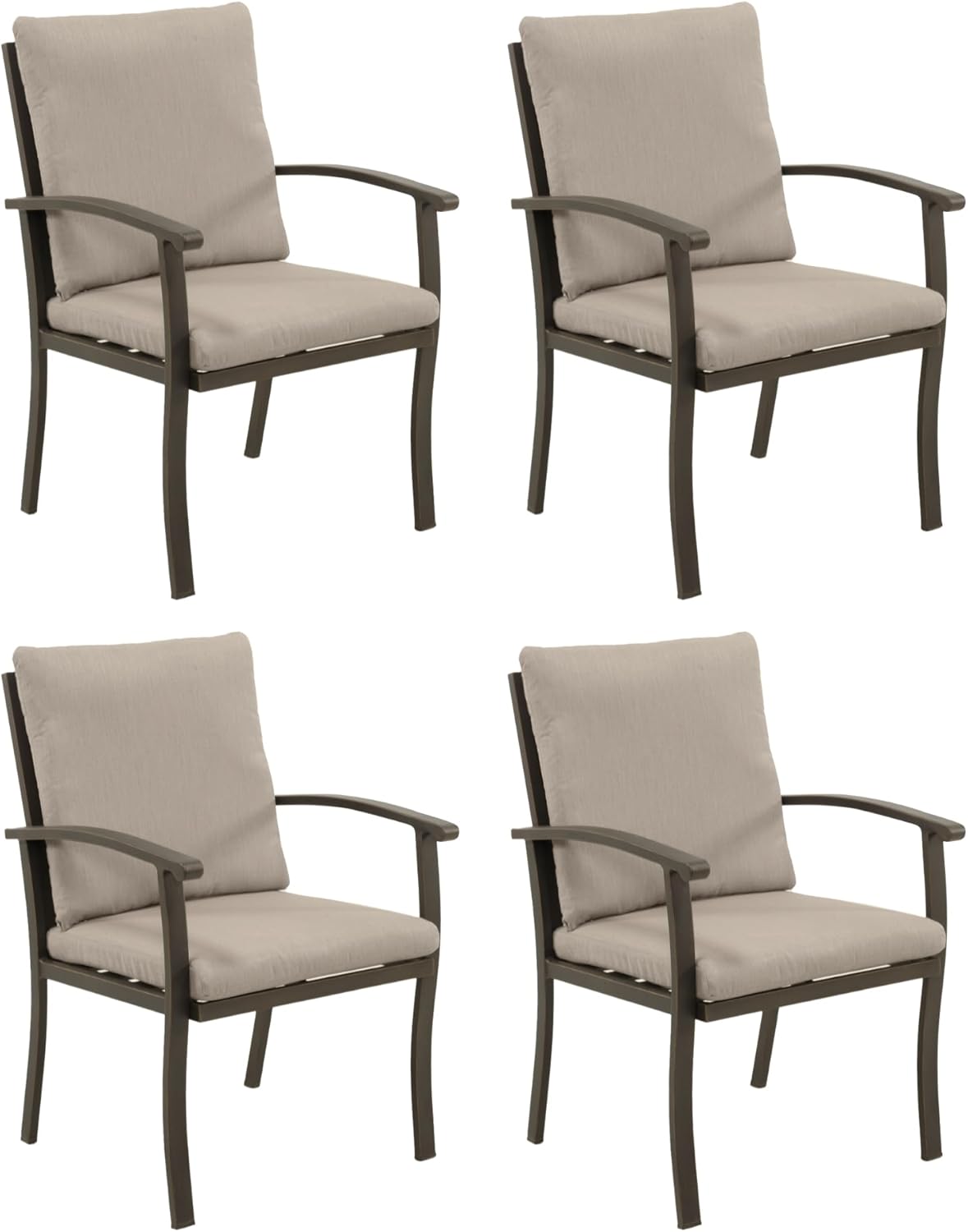 Outdoor Dining Chairs Set of 4, Patio Dining Chairs with Curved Armrest & Aluminum Frame