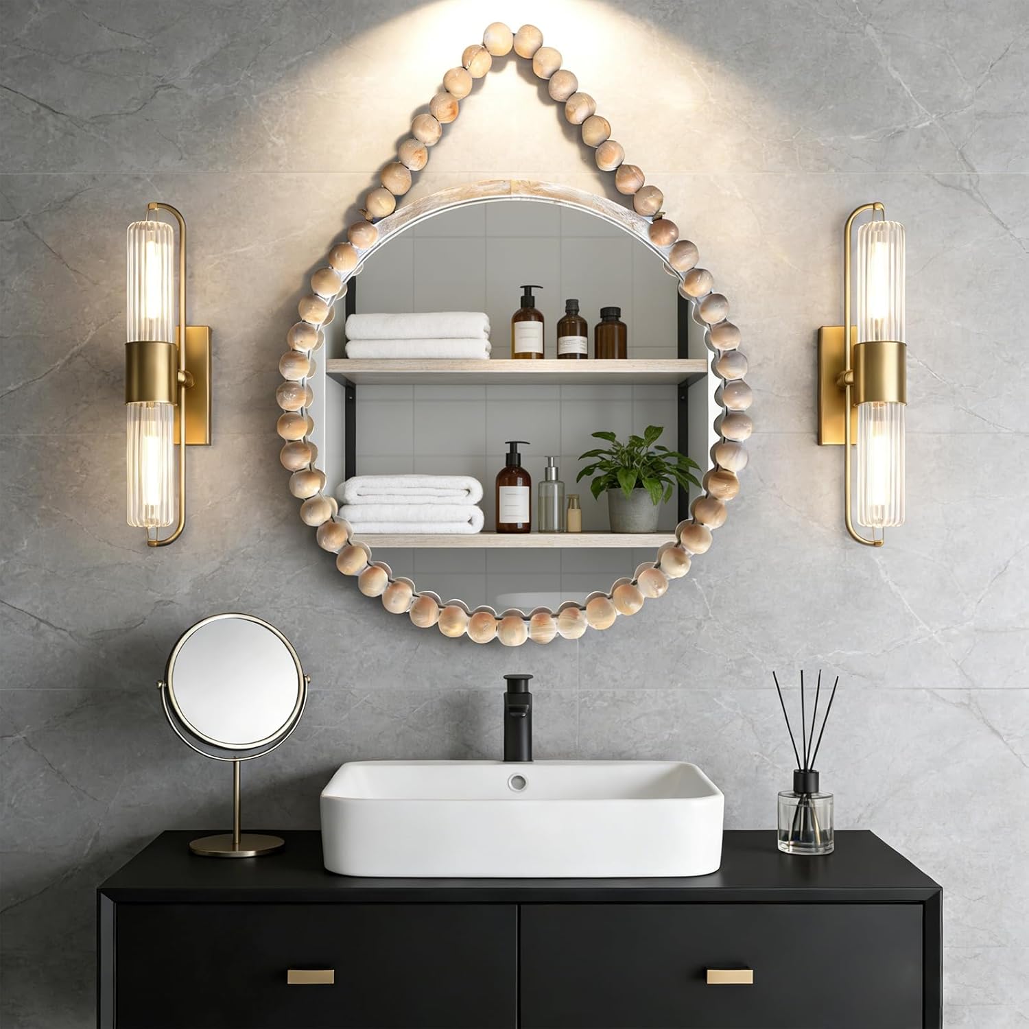 20" Boho Round Mirror for Wall