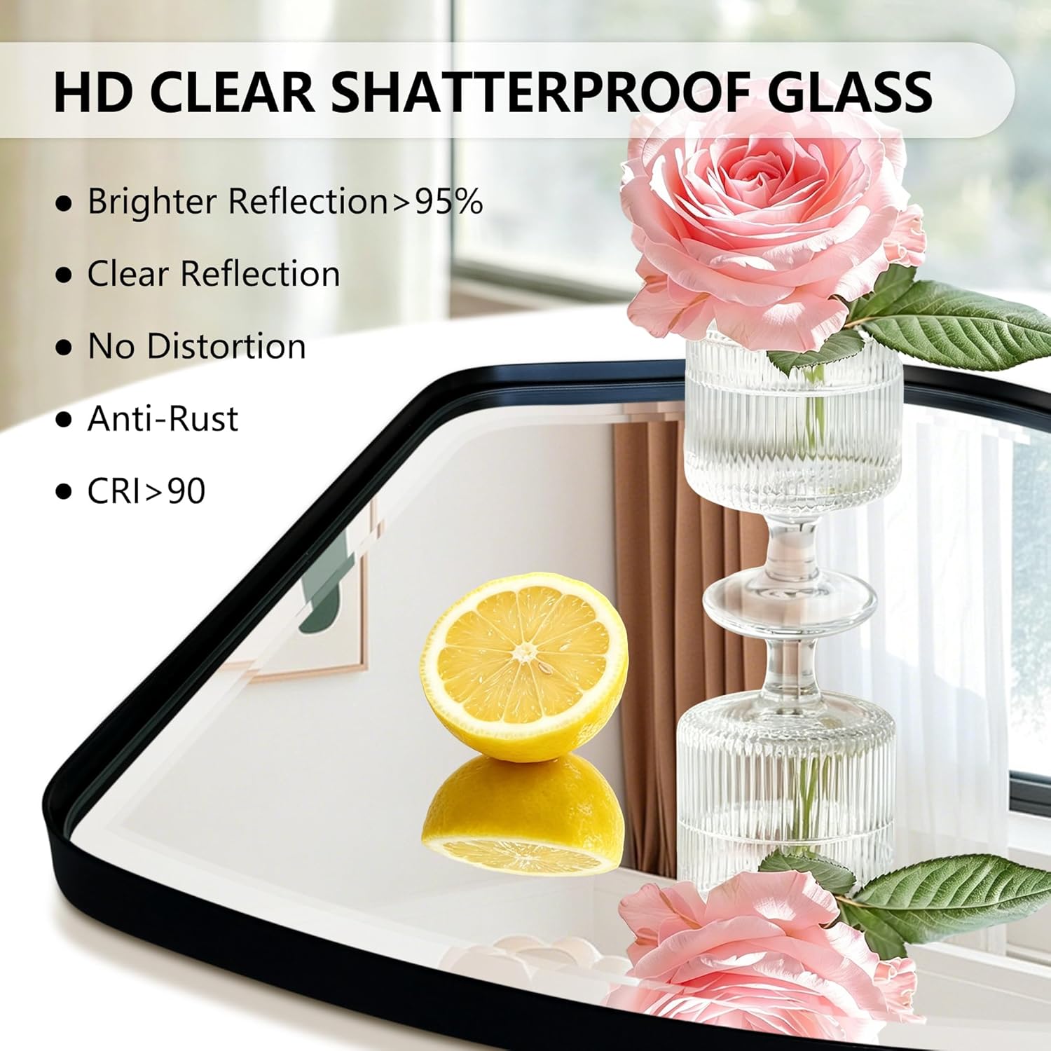  66.8"x33.5" Asymmetrical Full Length Mirror with Metal Frame