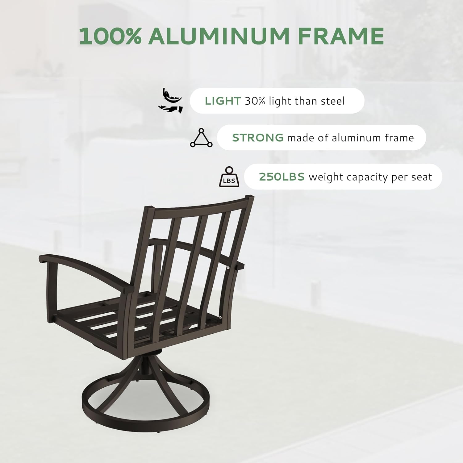 7-Piece Outdoor Patio Dining Set, Aluminum Patio Table and Chairs Set for 6, Rectangular Table with Umbrella Hole