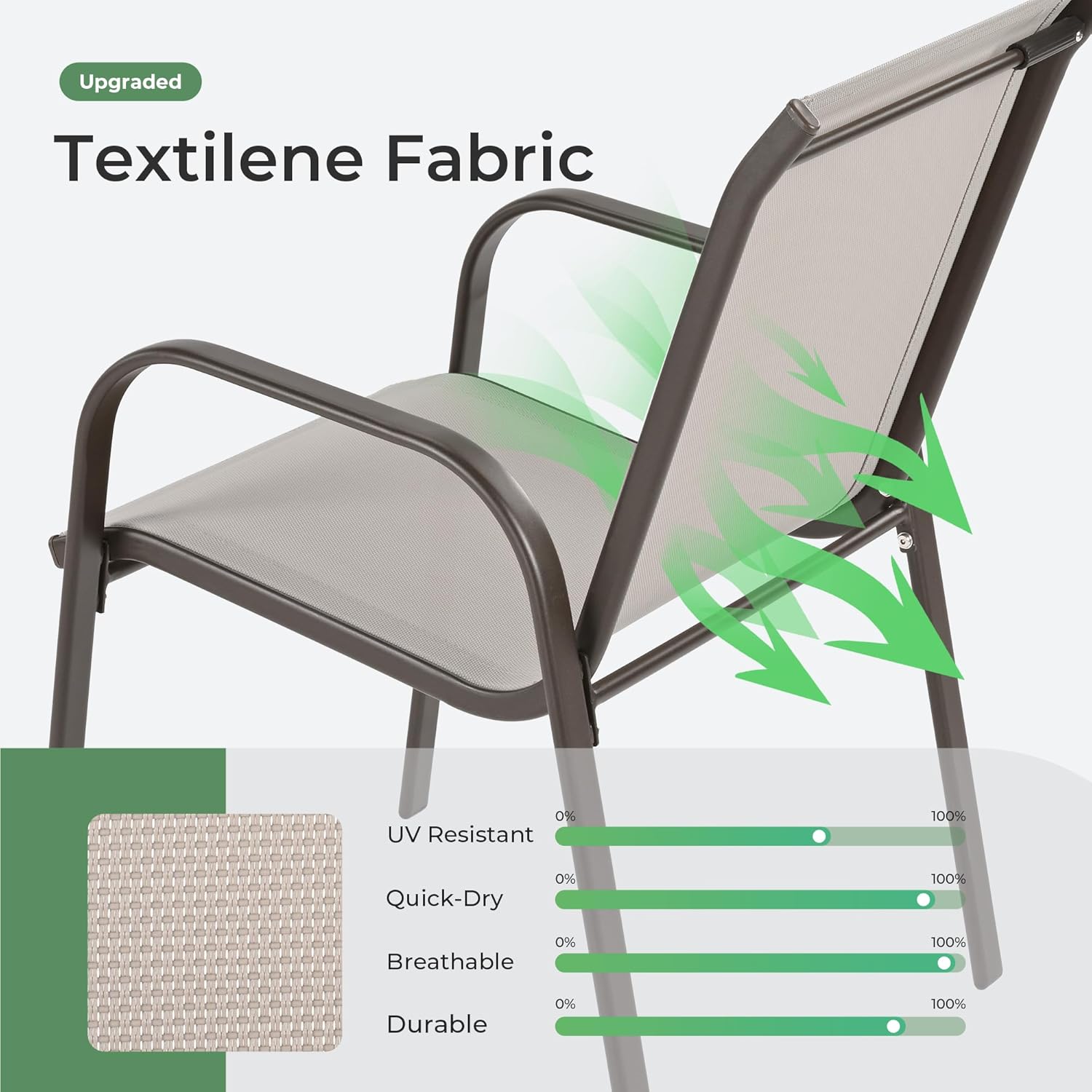 Metal Dining Table with Umbrella Hole, Stackable Outdoor Chairs for Garden Set for 8