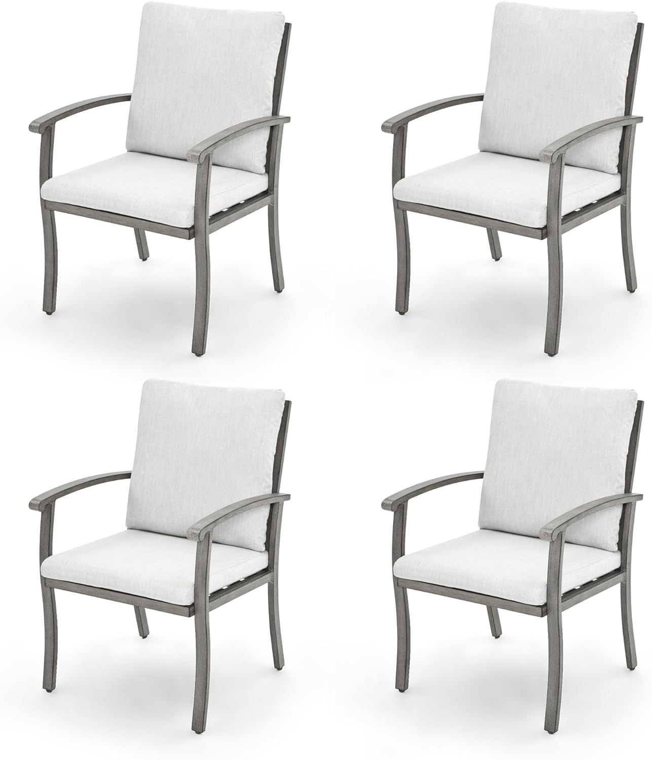 Outdoor Dining Chairs Set of 4, Patio Dining Chairs with Curved Armrest & Aluminum Frame