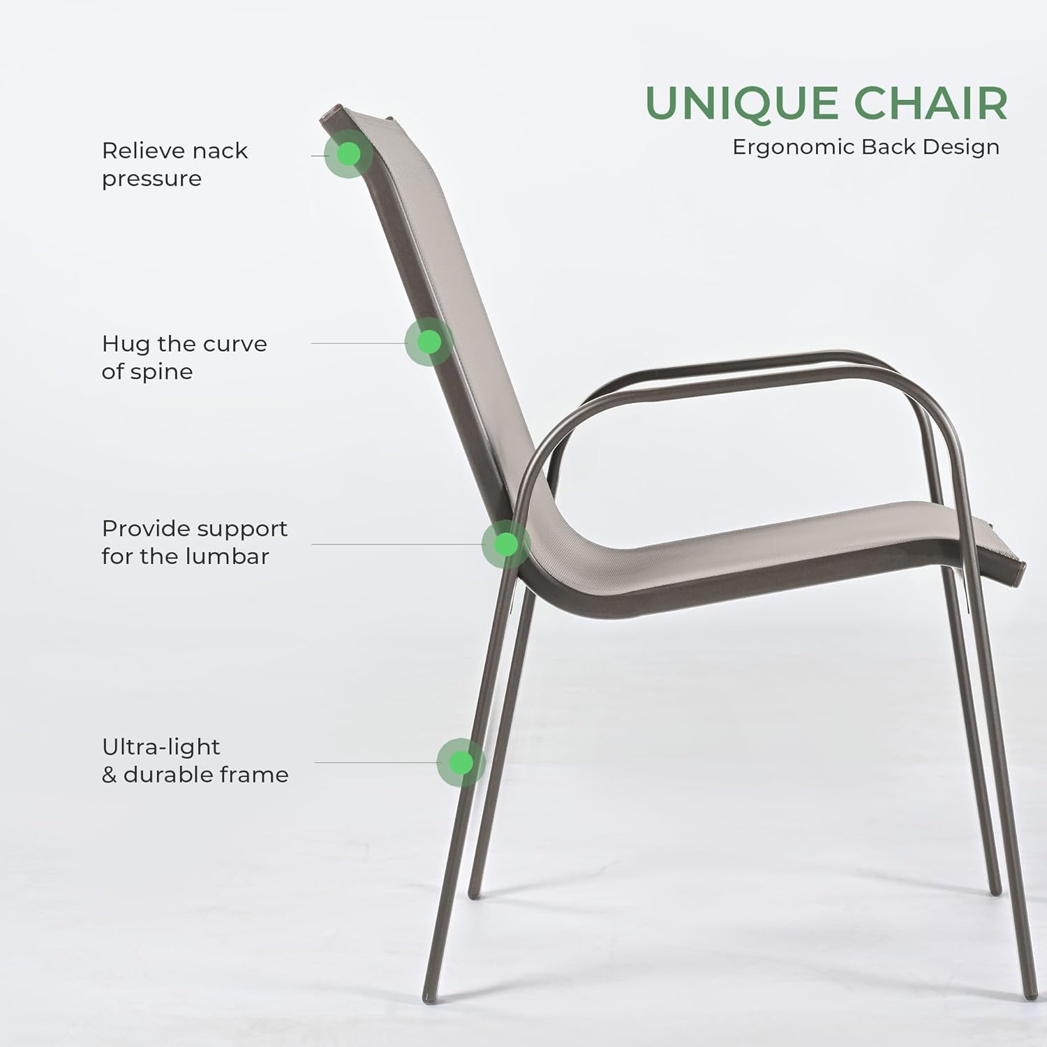 Metal Dining Table with Umbrella Hole, Stackable Outdoor Chairs for Garden Set for 8