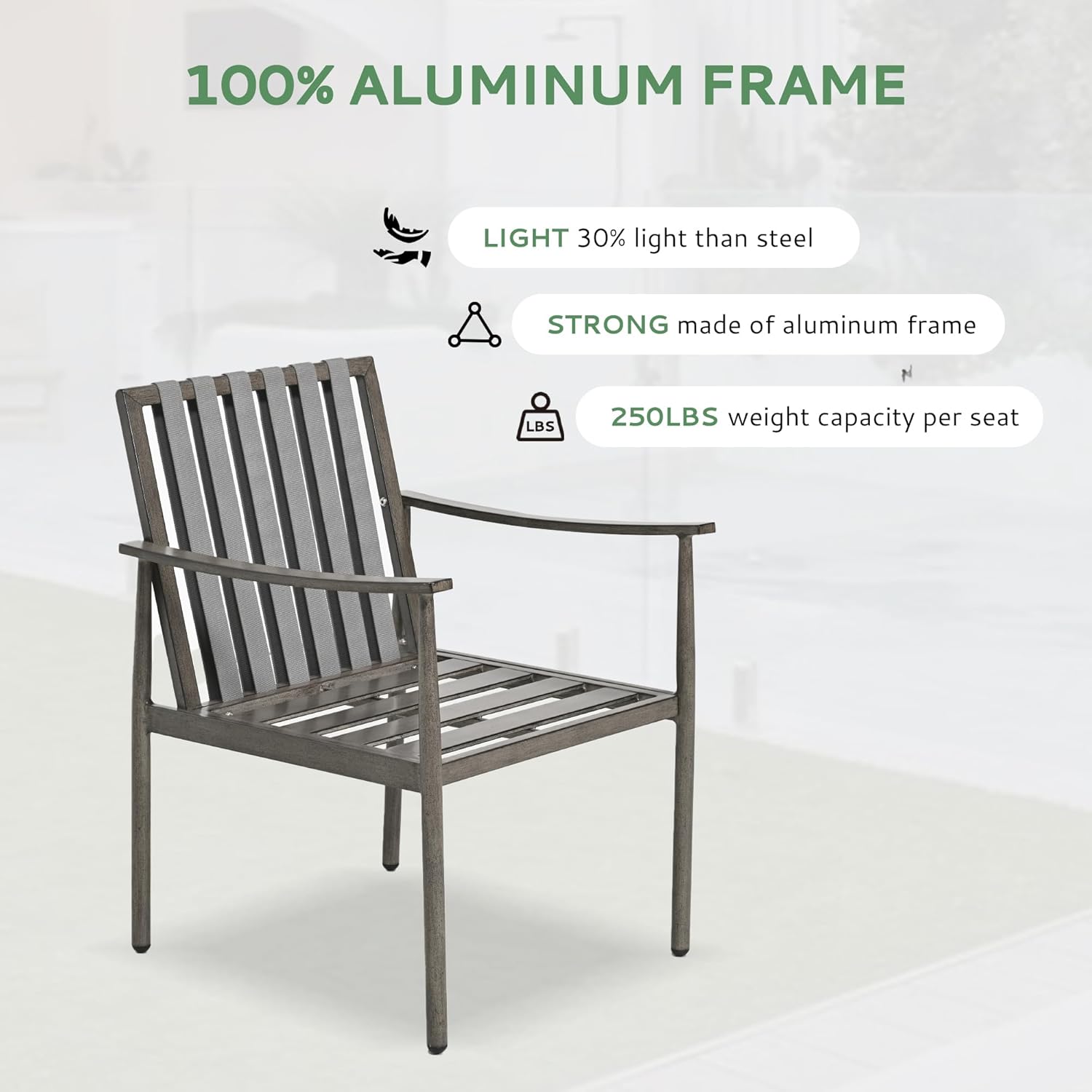 9-Piece Outdoor Dining Set for 8, Aluminum Dining Set with Cushions, 8 Dining Chairs with Rope Backrest