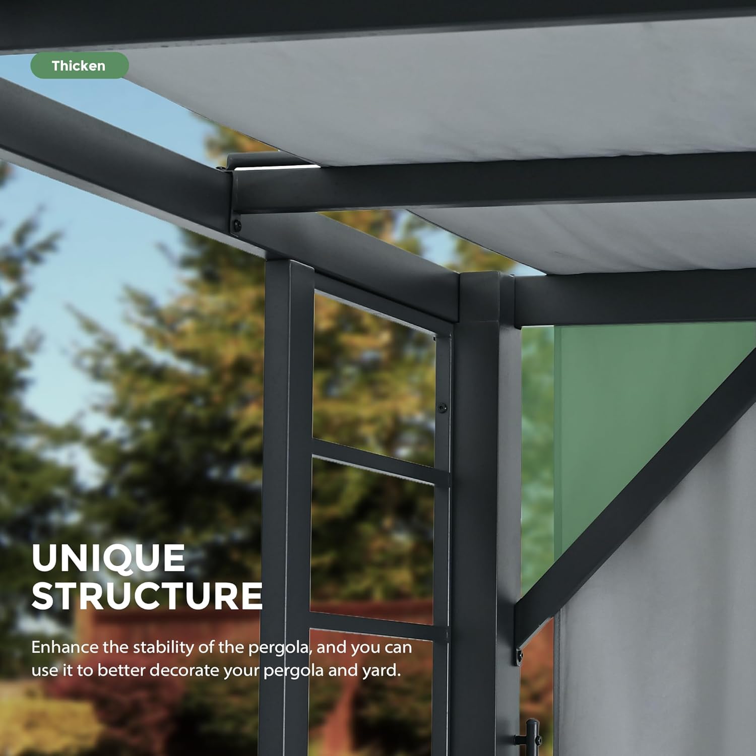 13' X 15' Outdoor Retractable Pergola, Aluminum Frame with Retractable Sun Shade Canopy