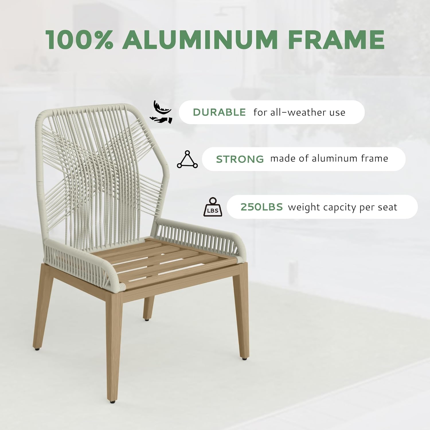 Patio Dining Set 9-Piece Outdoor, Wood-Grain Aluminum Table with Umbrella Hole