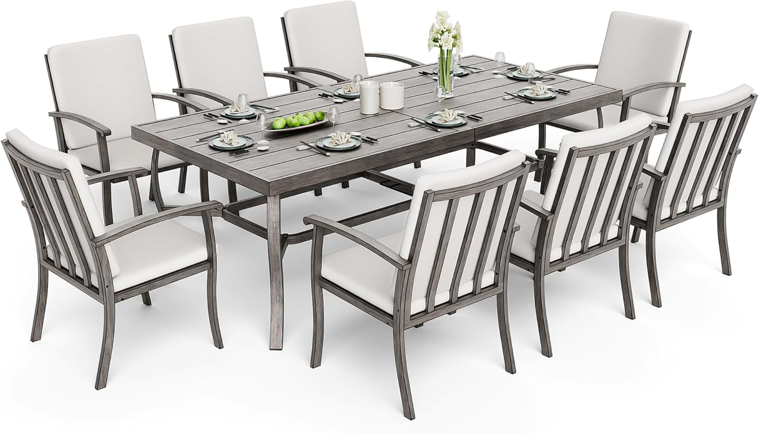 9-Piece Outdoor Patio Dining Set, Aluminum Patio Dining Set for 8