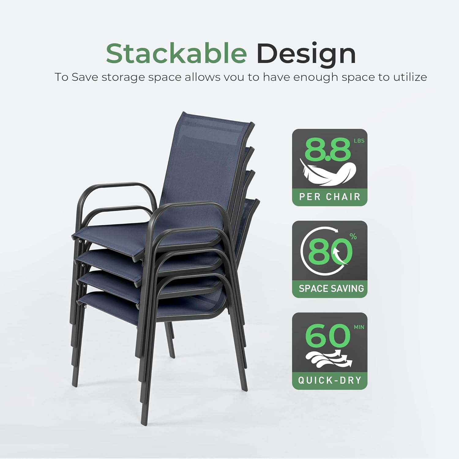 Outdoor Dining Set for 6, Patio Dining Set with Textilene Dining Chairs