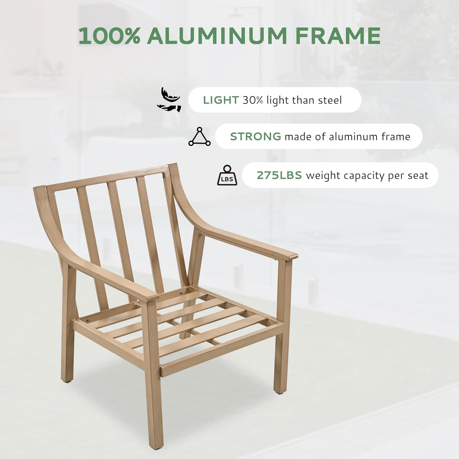 Patio Conversation Sets 4 Pieces - Aluminum Loveseat Outdoor Furniture Sets with Thick Cushion, Coffee Table and Chairs Set of 2