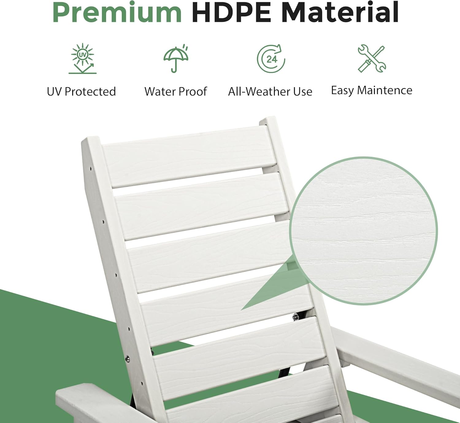 HDPE Chaise Lounge 5-Level Adjustable Backrest, Pool Lounge Chair with Wheels and Cup Holder