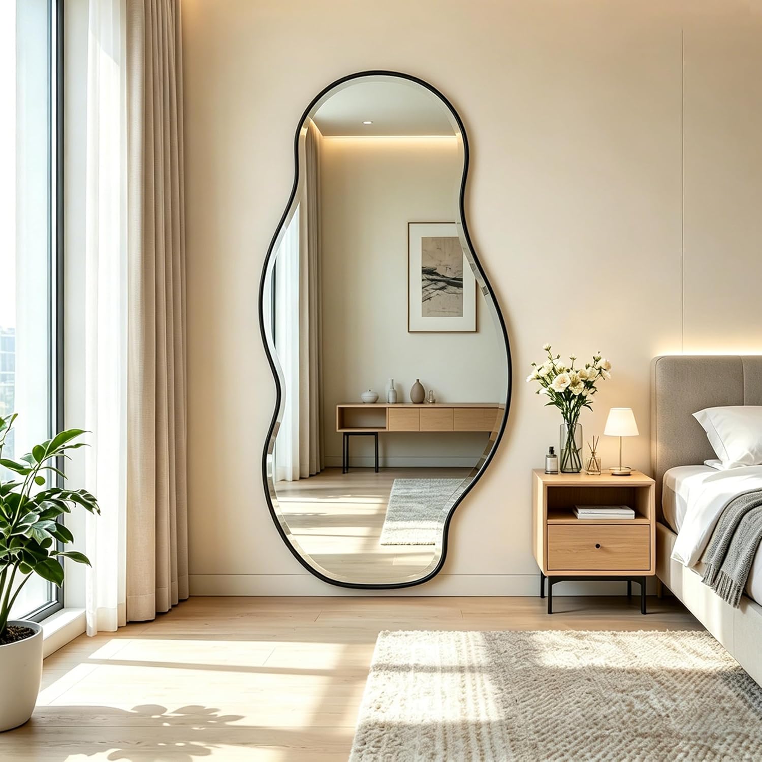 63"x28.5" Asymmetrical Metal Frame Mirror 