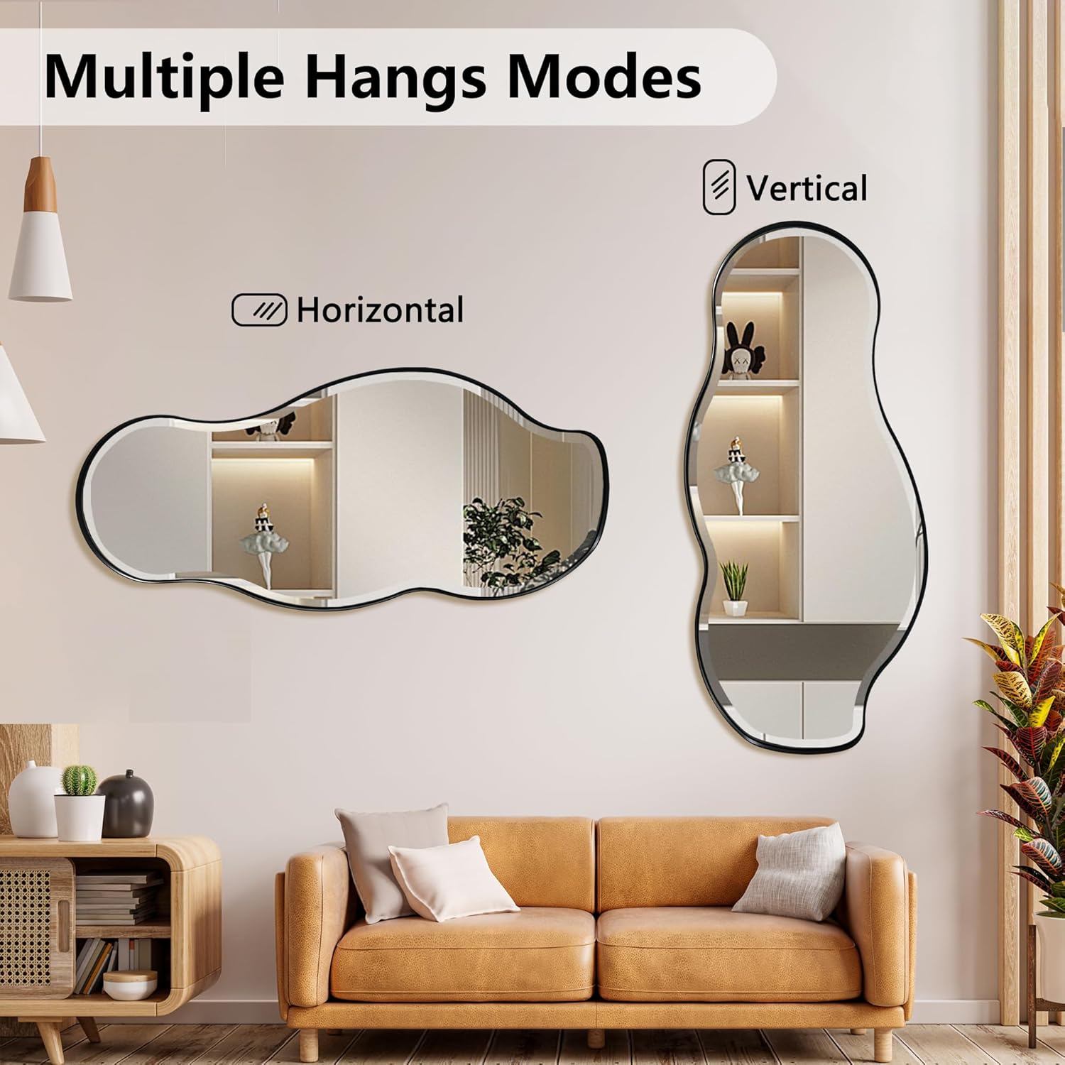 63"x28.5" Asymmetrical Metal Frame Mirror 