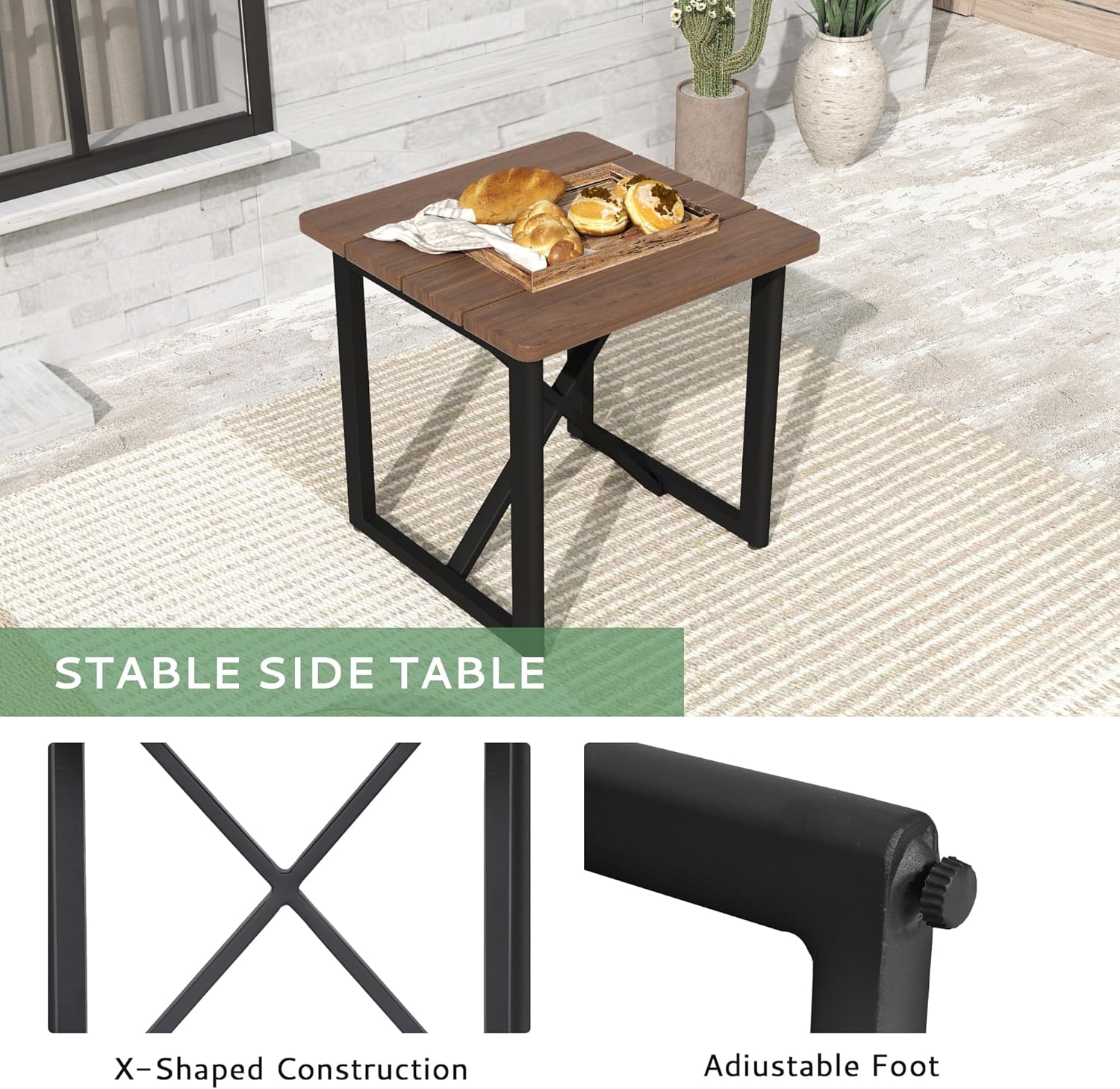 3-Piece Patio Outdoor Bistro Sets, All Weather Rattan Patio Furniture Set with Aluminum Frame Chairs and Side Table