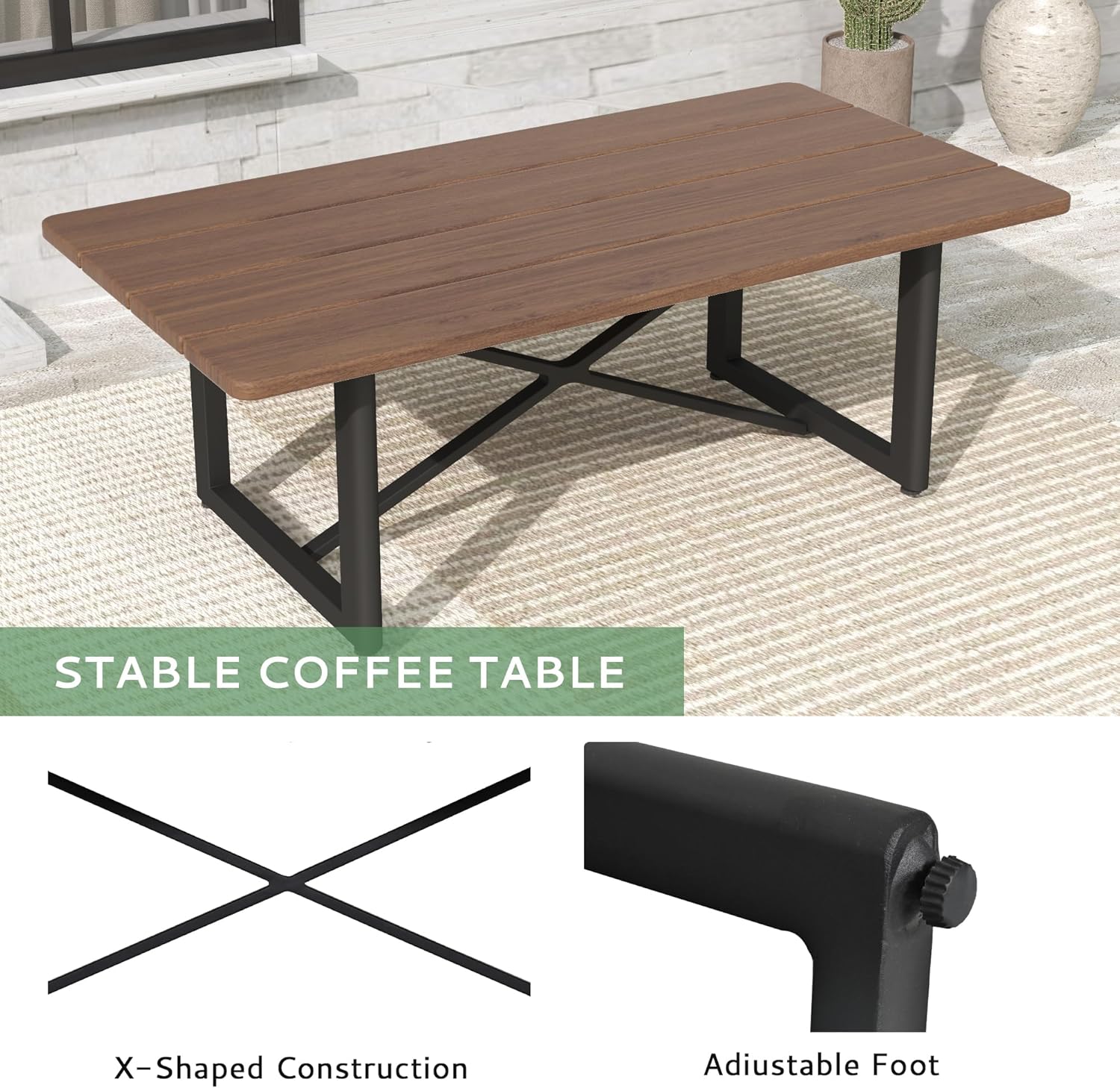 Patio Conversation Sets 4 Pieces - Aluminum Loveseat Outdoor Furniture Sets with Thick Cushion, Coffee Table and Chairs Set of 2