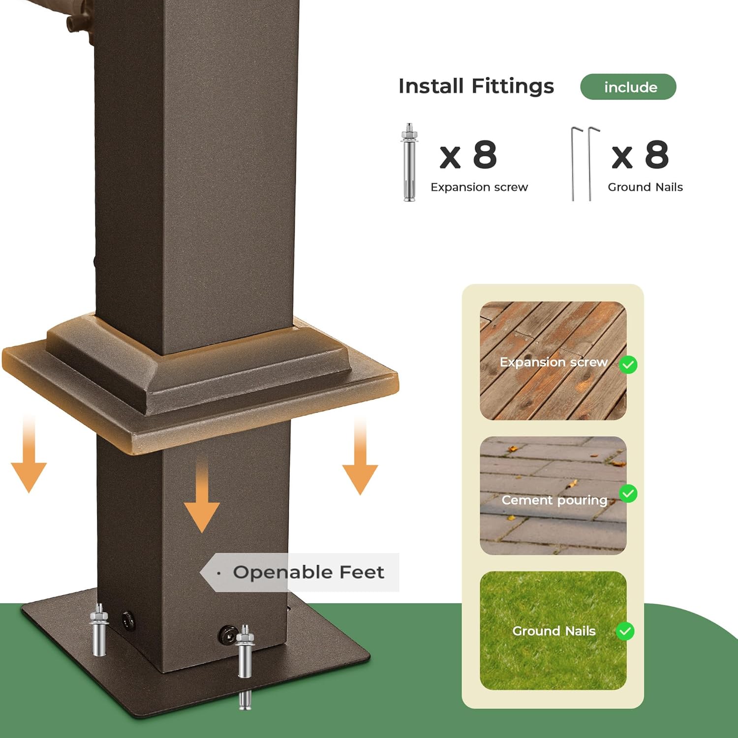 10 x13 Arched Outdoor Pergola for Deck, Outdoor Retractable Pergola with Canopy and Hardware