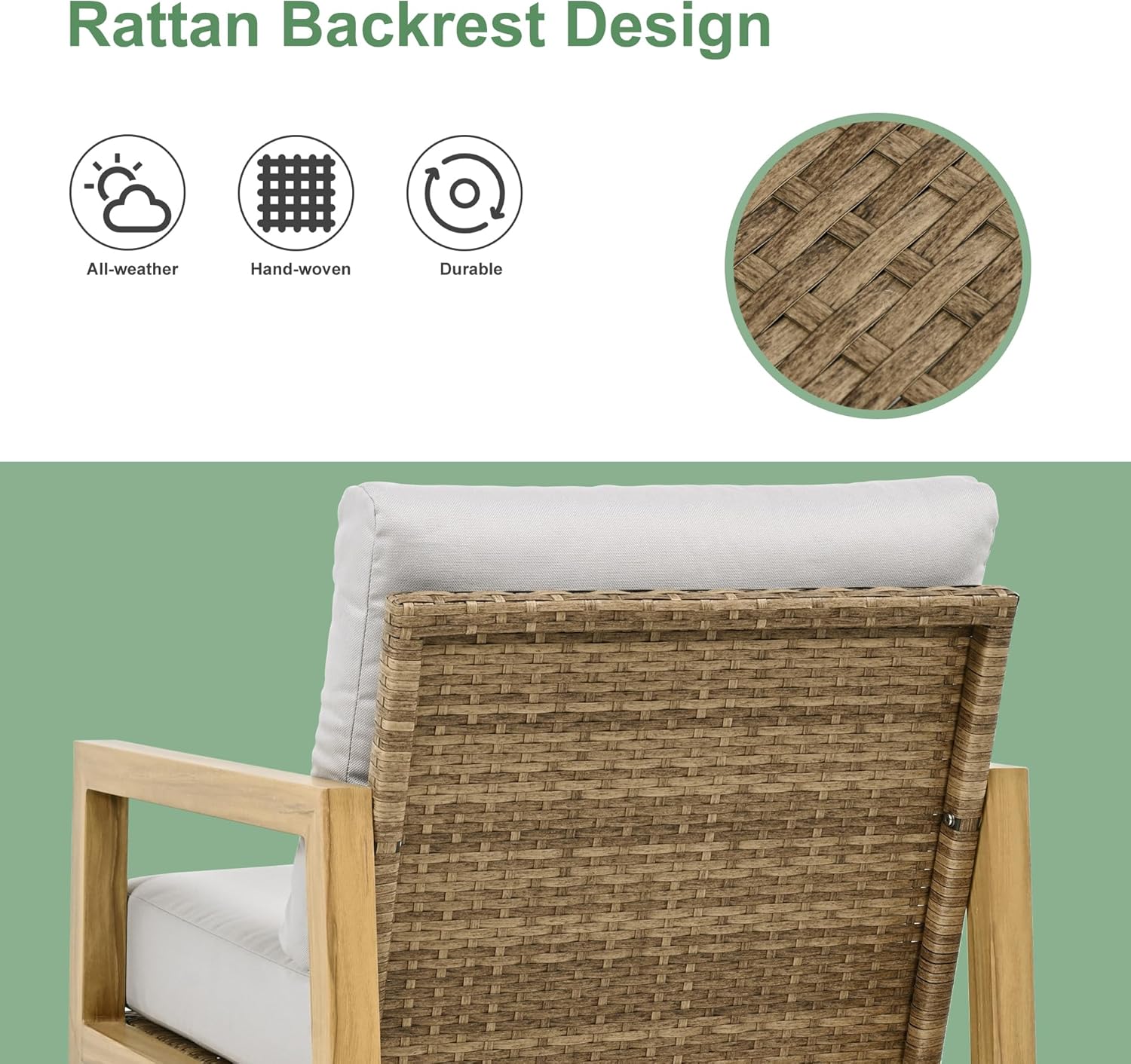 3-Piece Patio Bistro Set, All-Weather Wicker Backrest & Aluminum Frame Outdoor Swivel Chairs