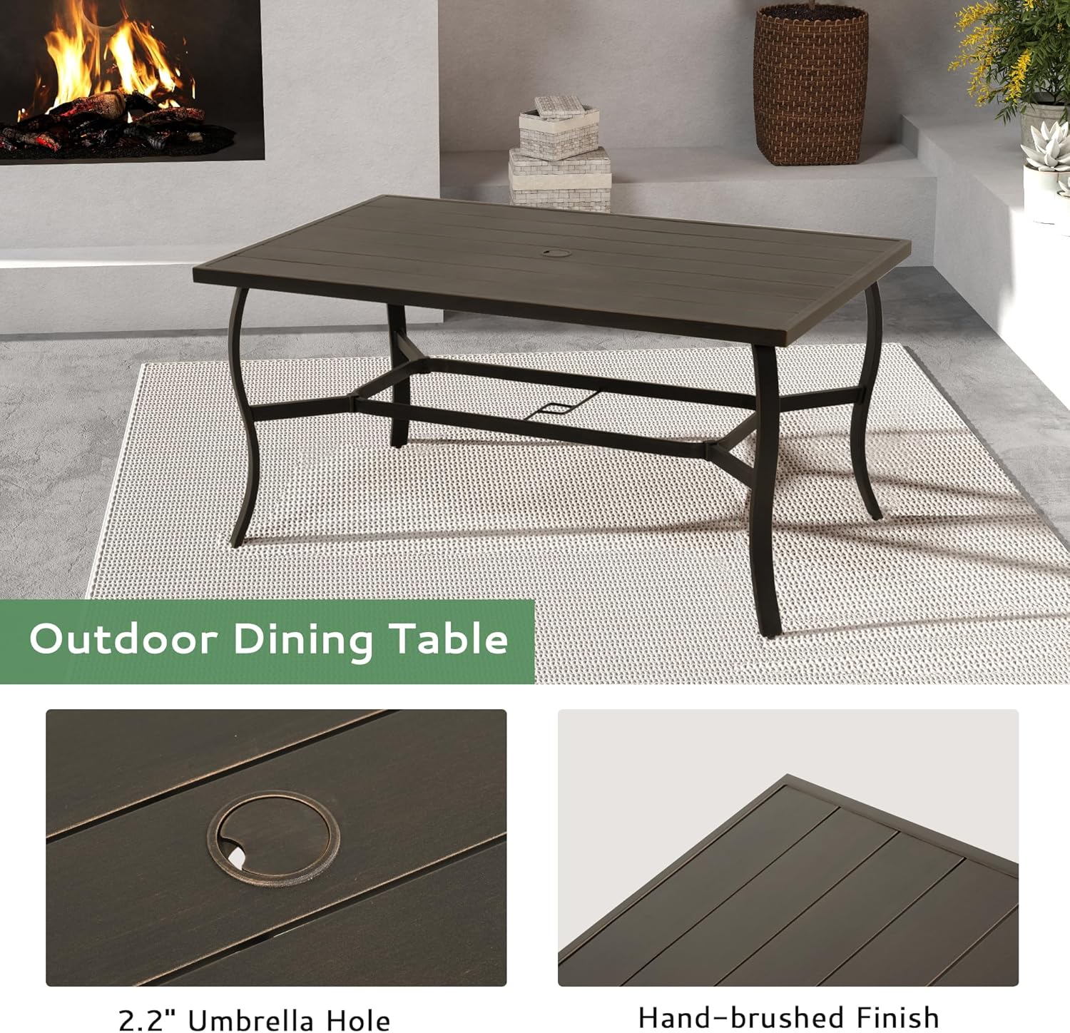 7-Piece Outdoor Patio Dining Set, Aluminum Patio Table and Chairs Set for 6