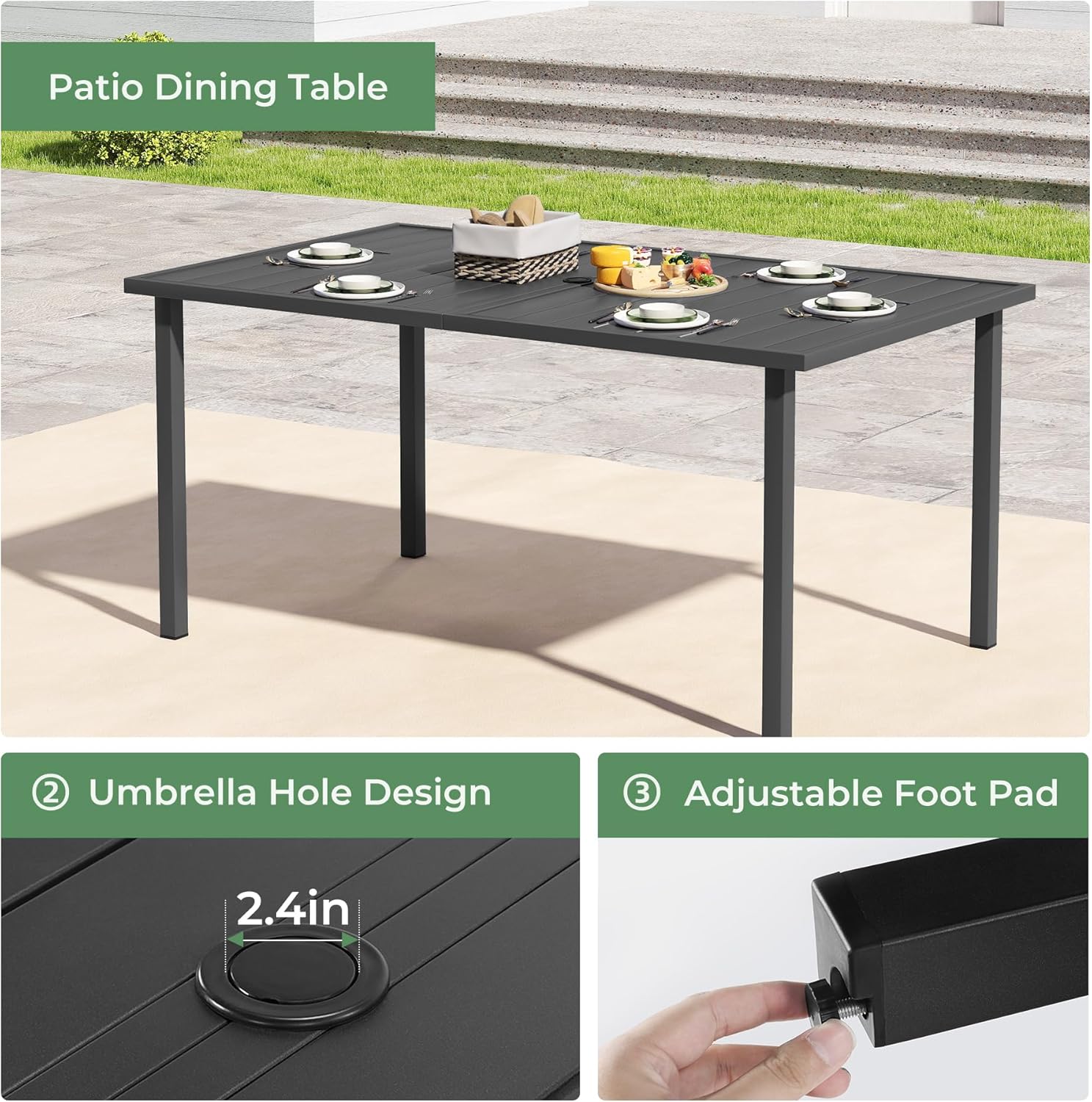 Outdoor Dining Set for 6, Patio Dining Set with Textilene Dining Chairs