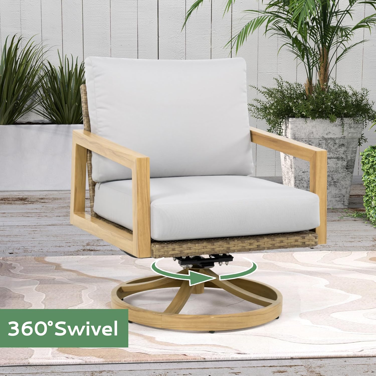 3-Piece Patio Bistro Set, All-Weather Wicker Backrest & Aluminum Frame Outdoor Swivel Chairs