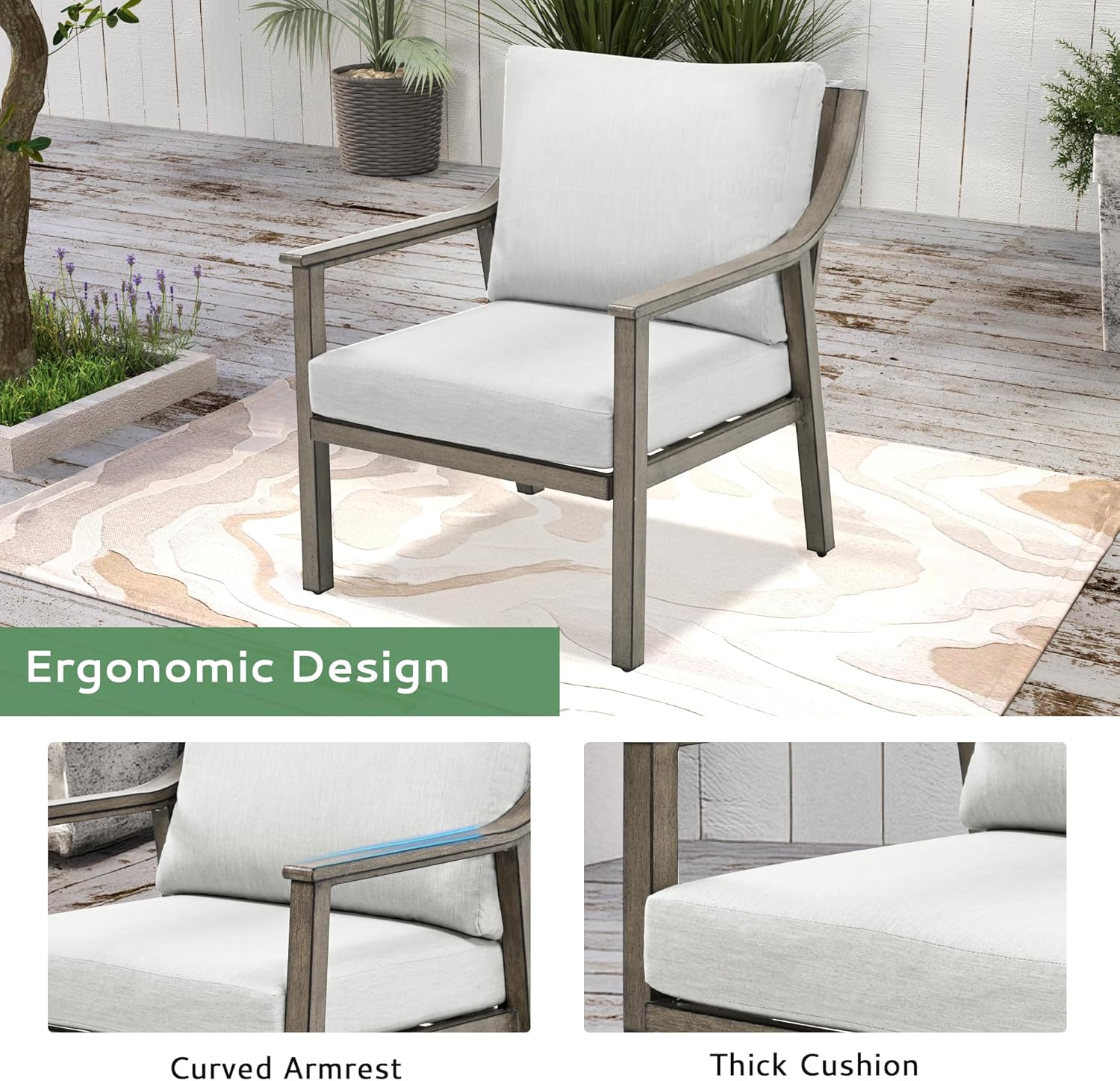 Patio Conversation Sets 4 Pieces - Aluminum Loveseat Outdoor Furniture Sets with Thick Cushion, Coffee Table and Chairs Set of 2