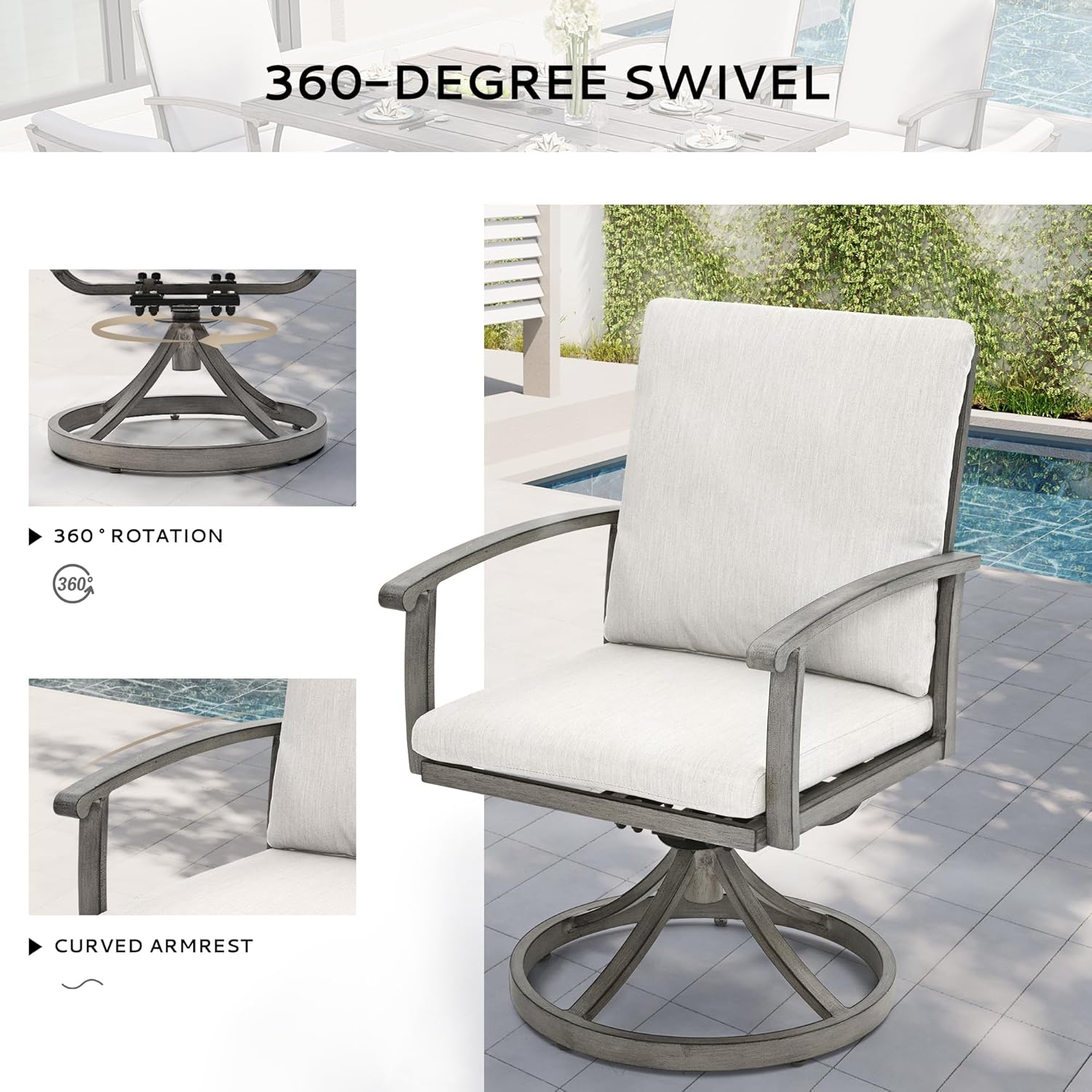 9-Piece Outdoor Patio Dining Set, Aluminum Patio Dining Set for 8, 1 Rectangular Table(Umbrella Hole)