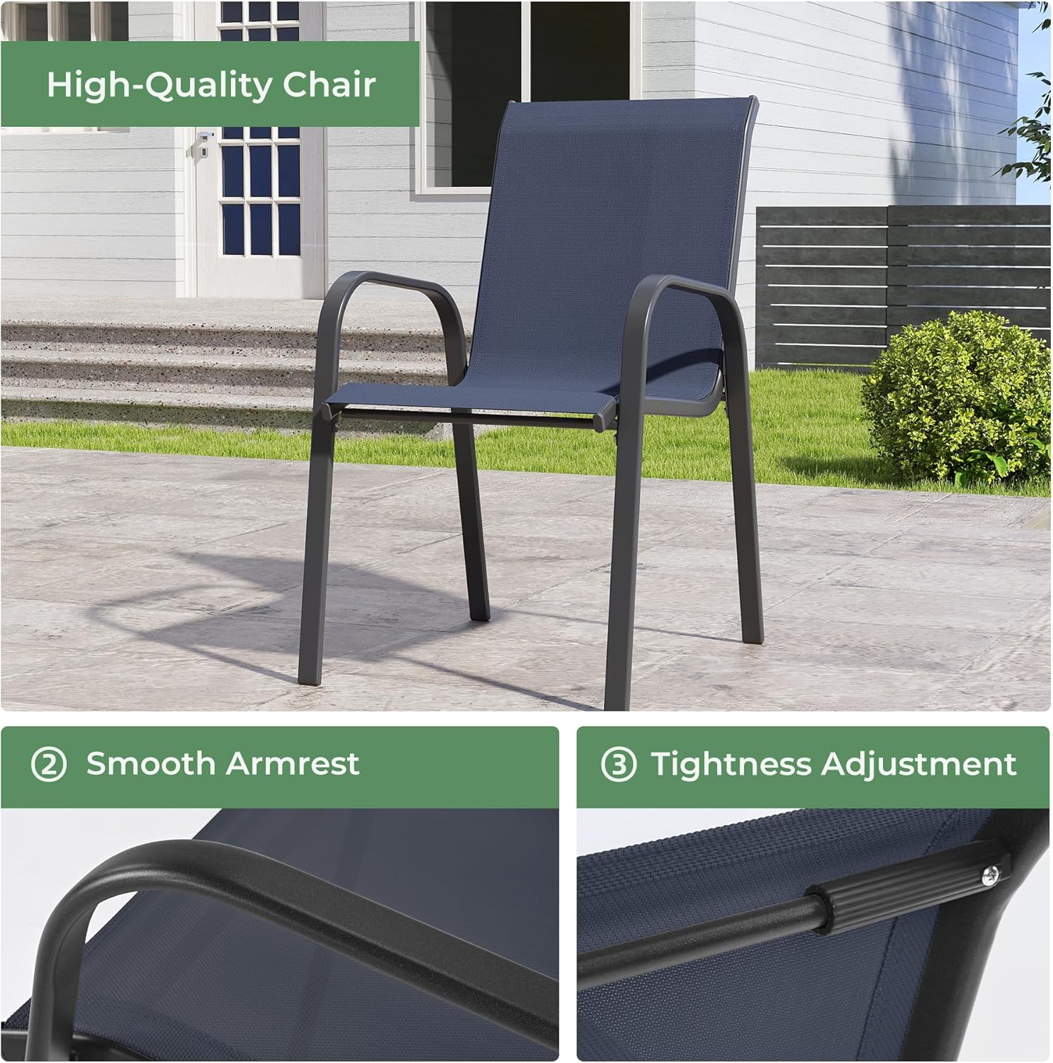 Outdoor Dining Set for 6, Patio Dining Set with Textilene Dining Chairs