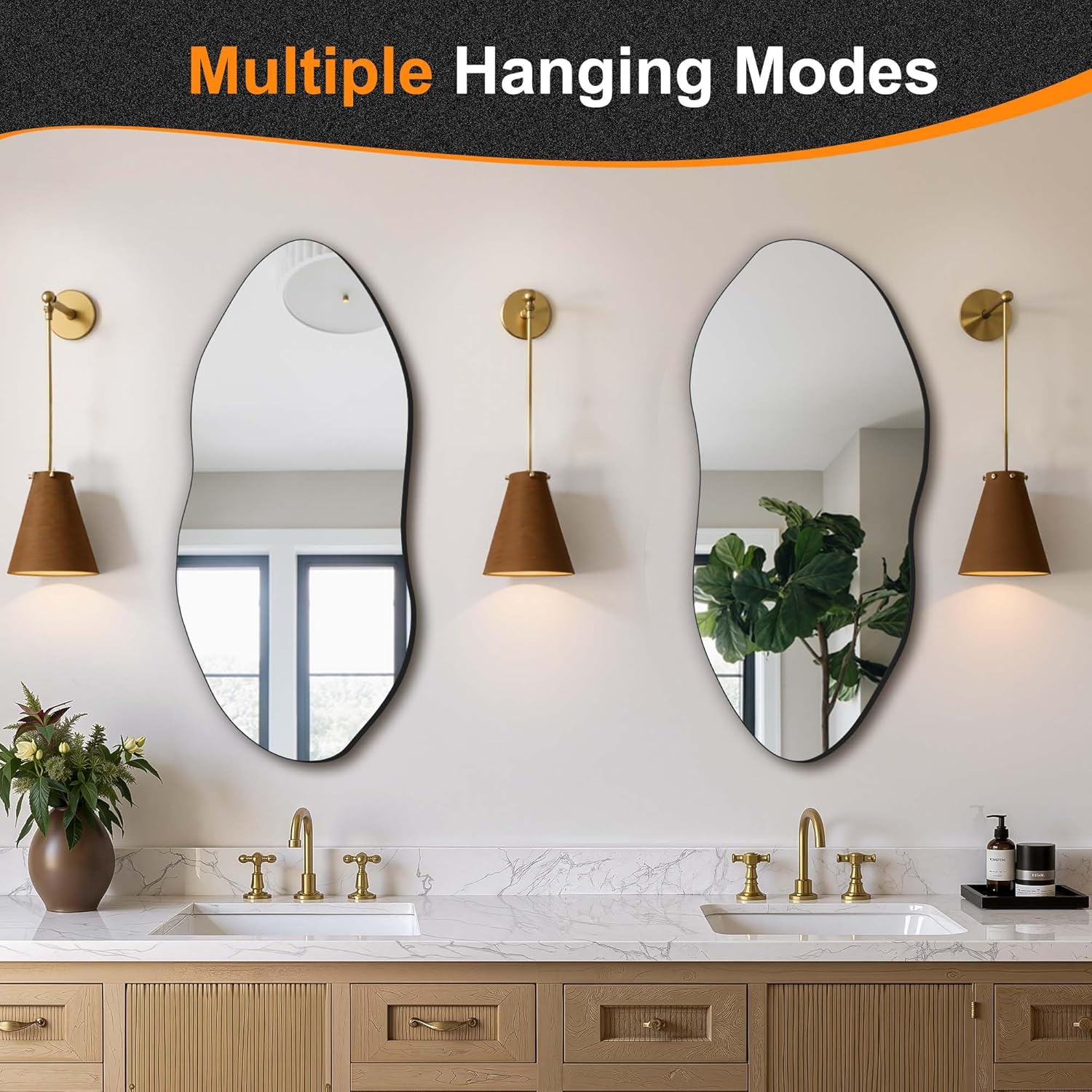 32"x14" Irregular Wall Mirror