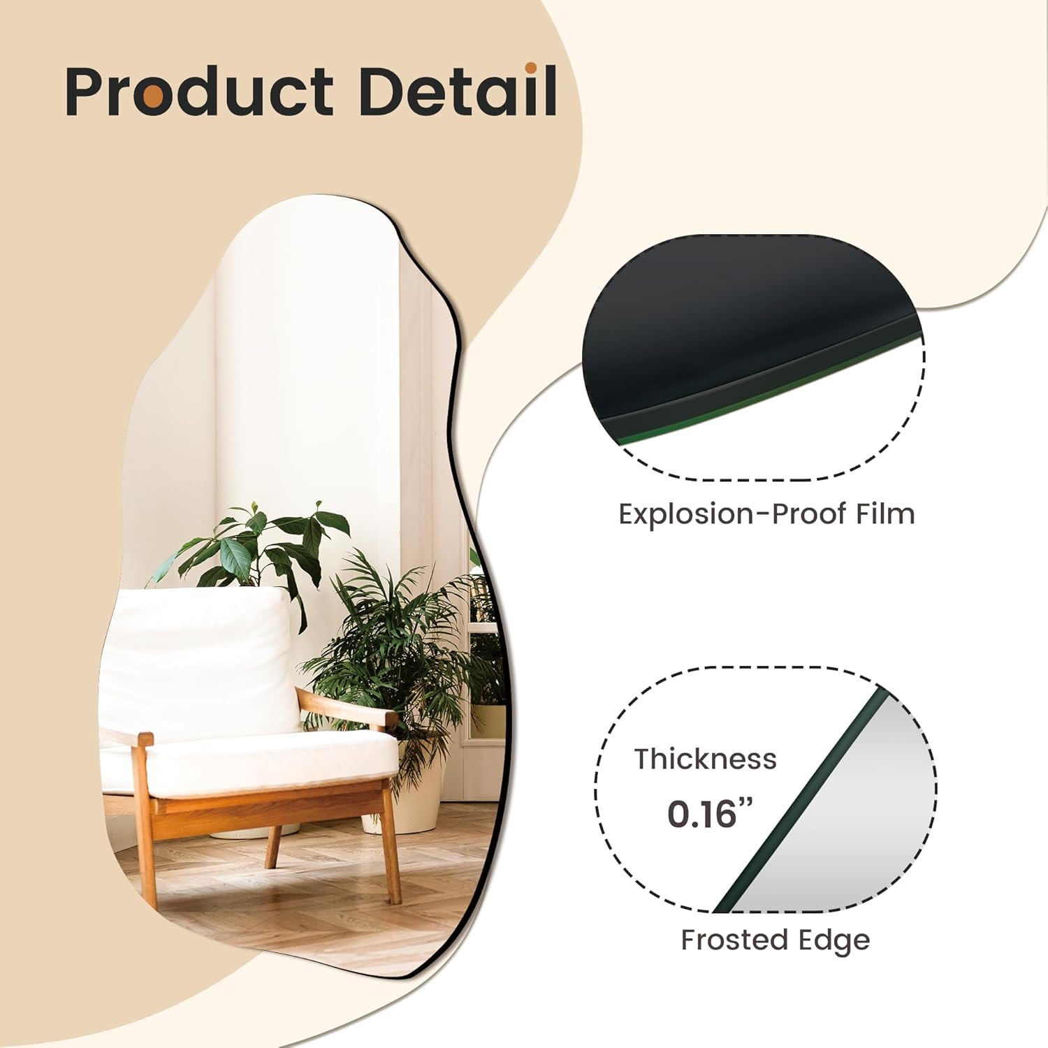 32'' x 18'' Irregular Asymmetrical Wall Mirror