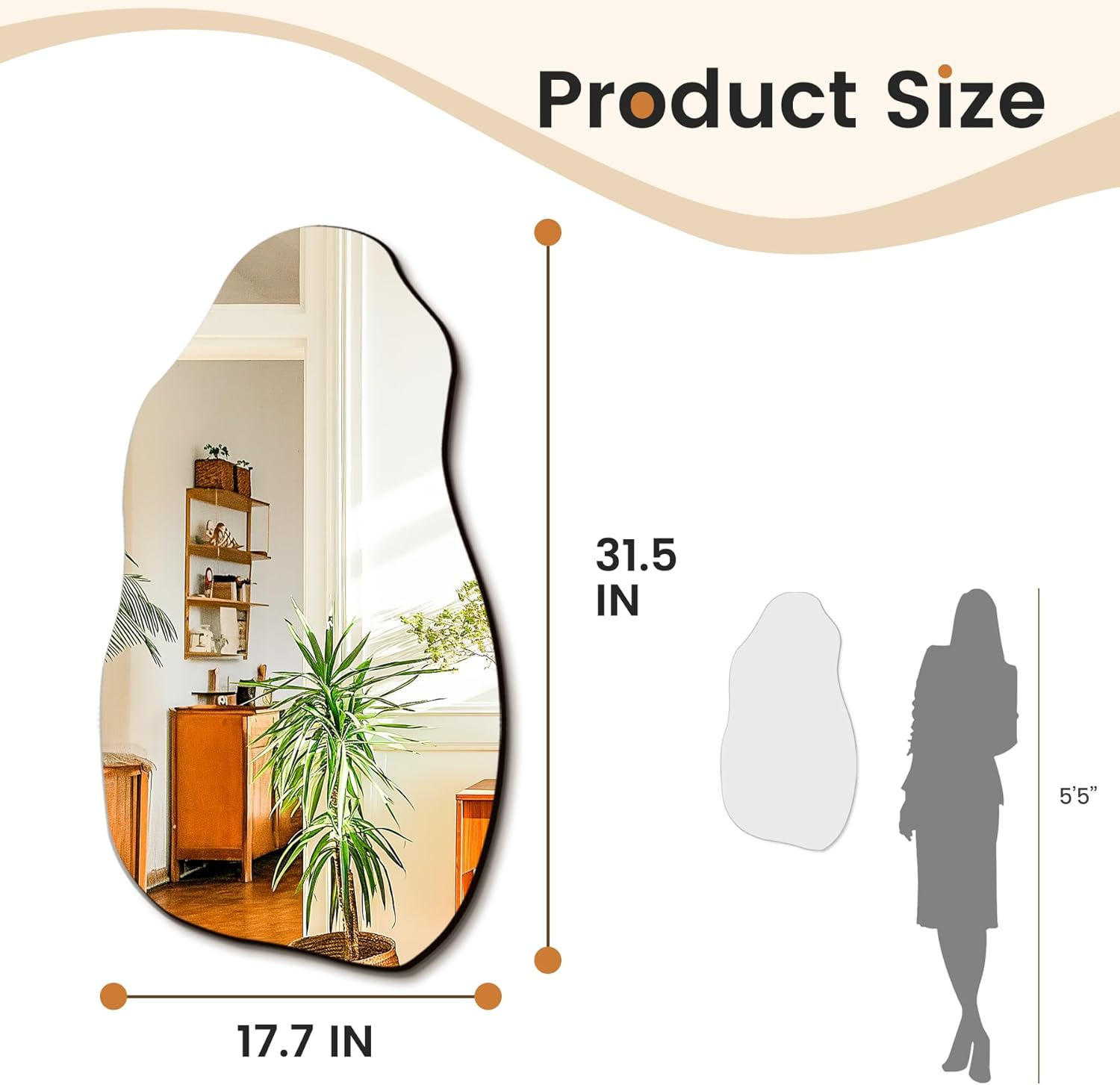 32'' x 18'' Irregular Asymmetrical Wall Mirror