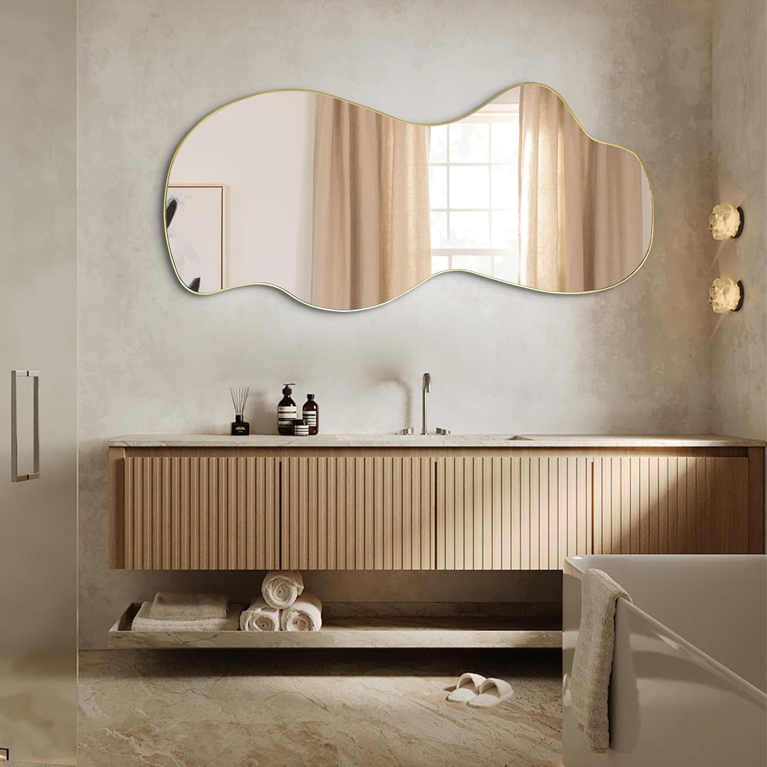 55"x25.5" Large Asymmetrical Aesthetic Wall Mirror