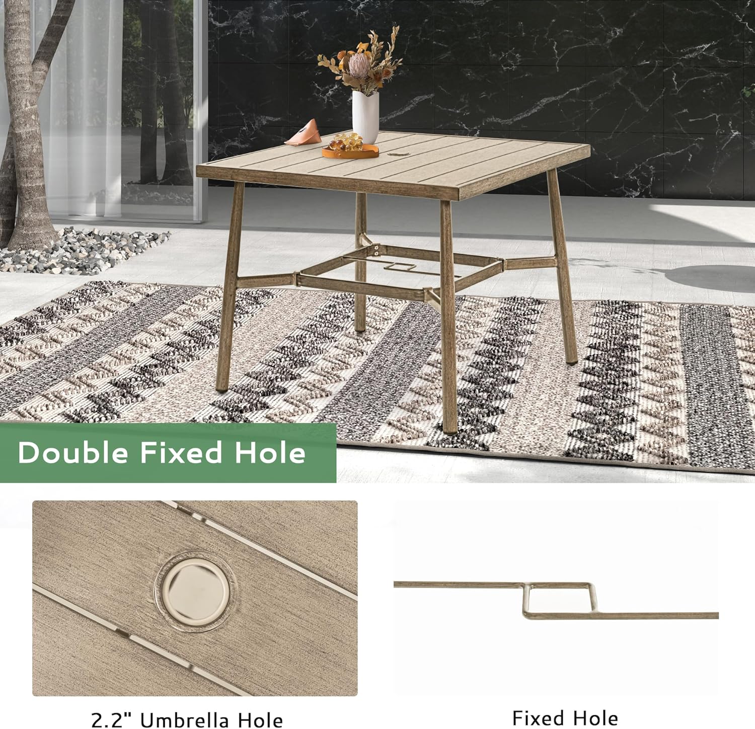 5-Piece Outdoor Dining Set for 4, Aluminum Patio Dining Set with Cushions, 4 Dining Chairs with Rope Backrest