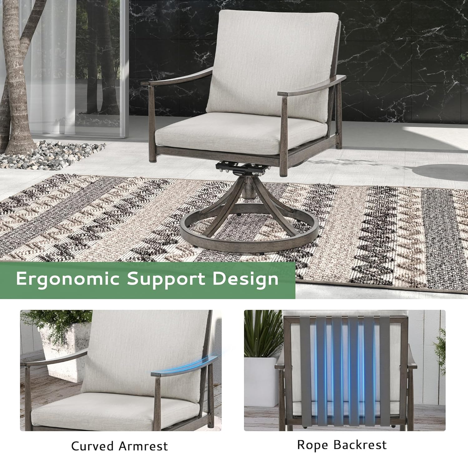 9-Piece Outdoor Dining Set for 8, Aluminum Dining Set with Cushions