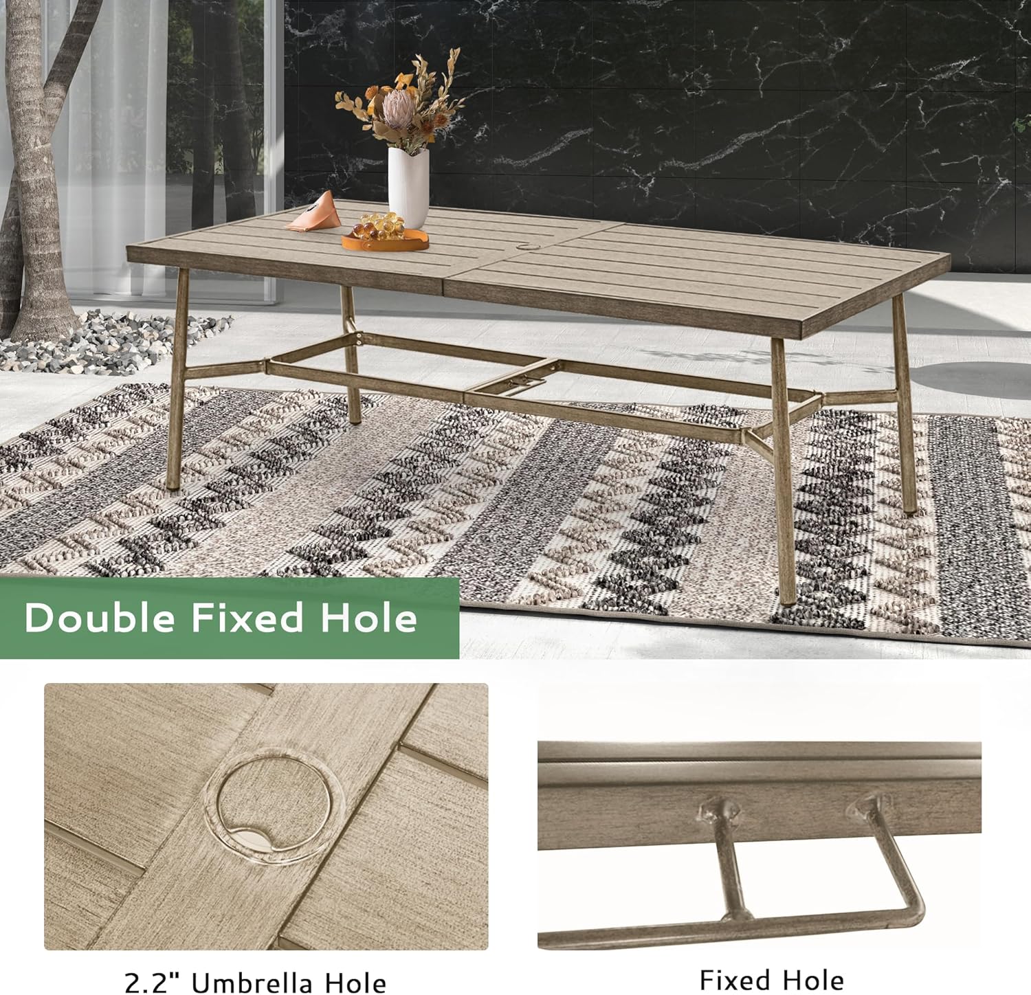 9-Piece Outdoor Dining Set for 8, Aluminum Dining Set with Cushions, 6 Dining Chairs and 2 Swivel Chairs with Rope Backrest