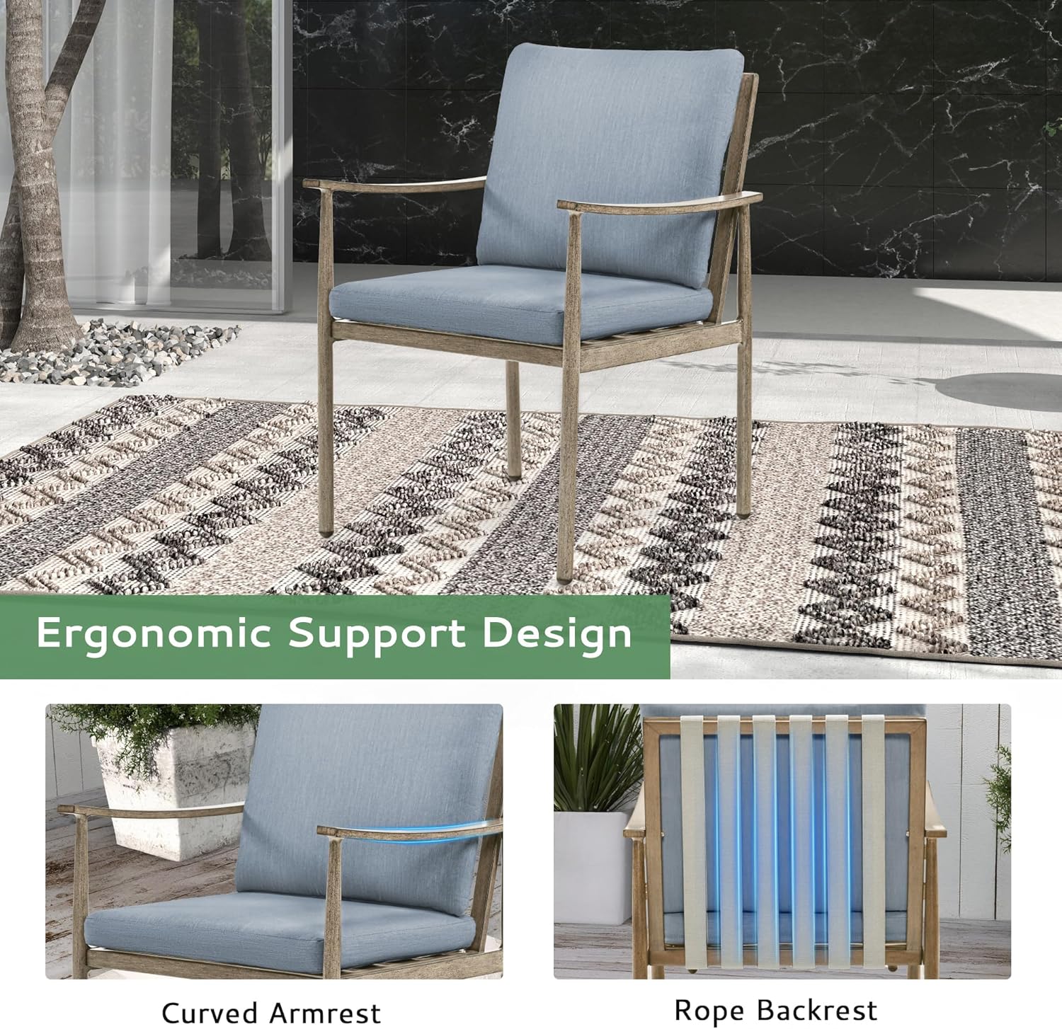 7-Piece Outdoor Dining Set for 6, Aluminum Dining Set with Cushions